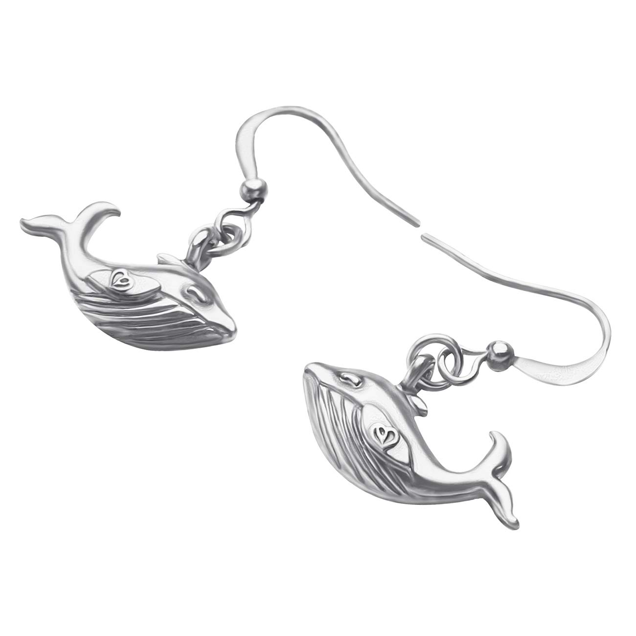 Silver Whale Earrings for Women - Ocean Themed Dainty Jewelry Gift for Beach Parties