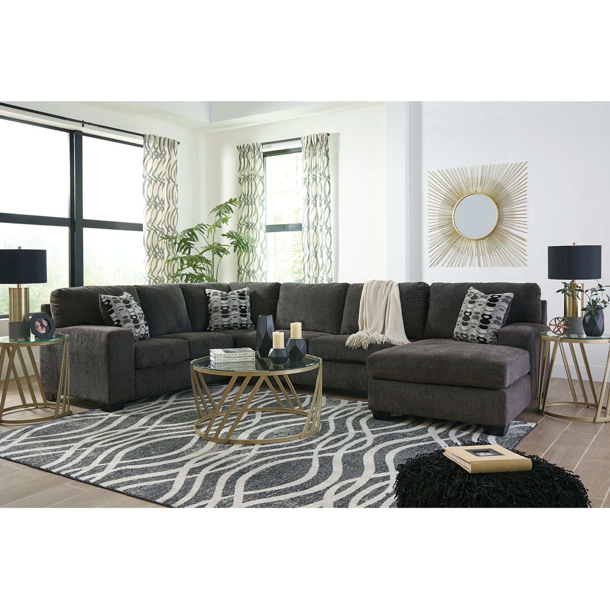 Ballinasloe 3-Piece Sectional Sofa with Chaise Lounge | Modern L-Shaped Couch for Living Room, Family Room & Apartment | Comfortable Fabric Sectional with Reversible Chaise