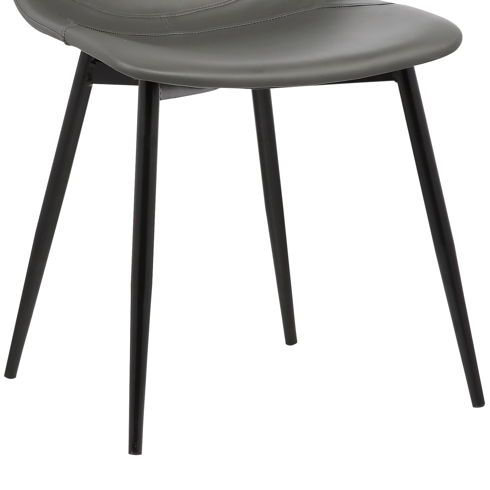 Armen Living Monte Mid Century Modern Dining Chair - Charcoal Gray Faux Leather with Black Metal Legs - Perfect for Kitchen, Dining Table, Home Office Desk & Vanity Area