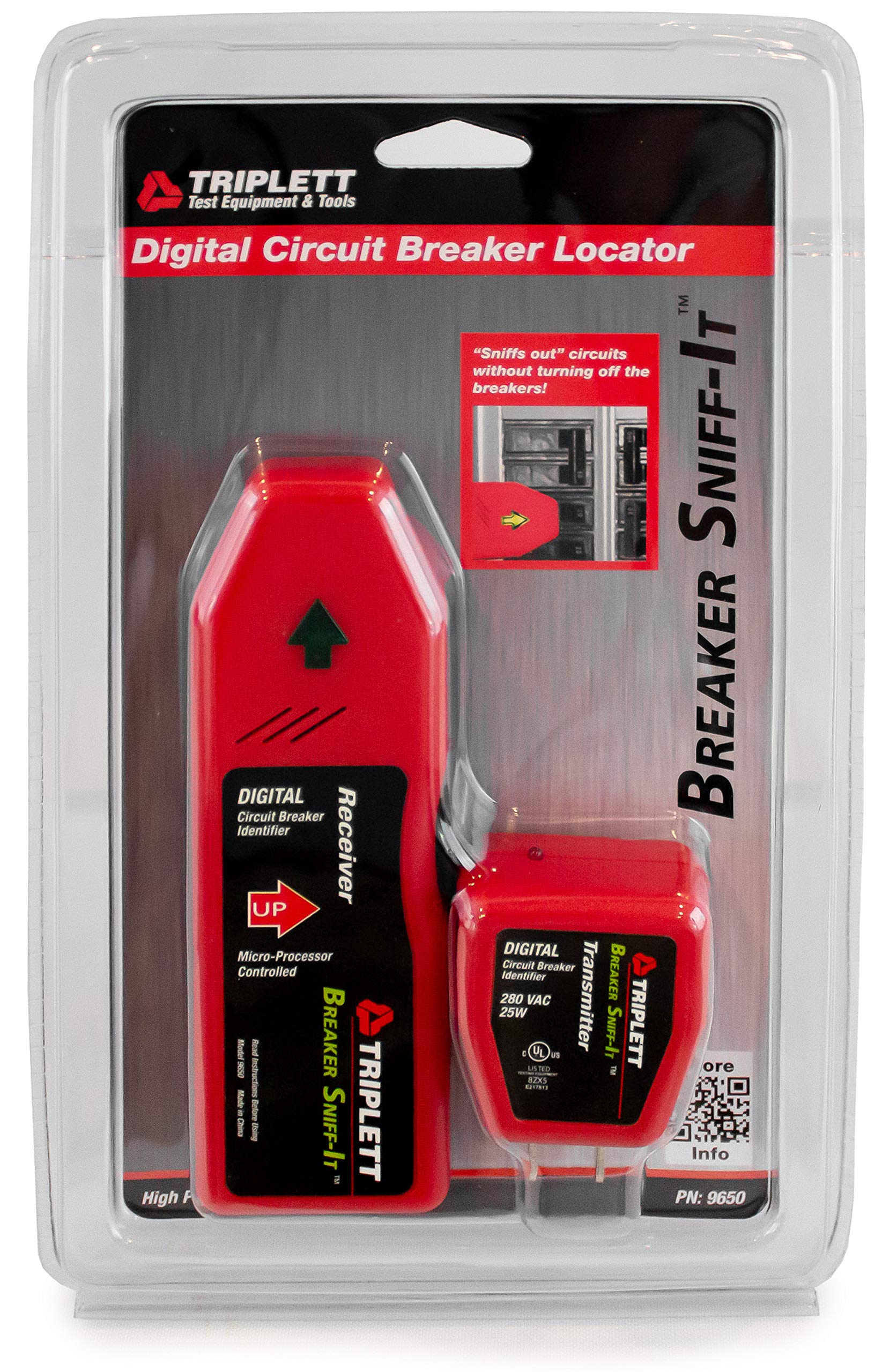 Triplett 9650 Breaker Sniff-It Automatic Circuit Breaker Locator with Audible & Visual Alerts - Ideal for Home Electrical Panel Mapping & DIY Circuit Tracing