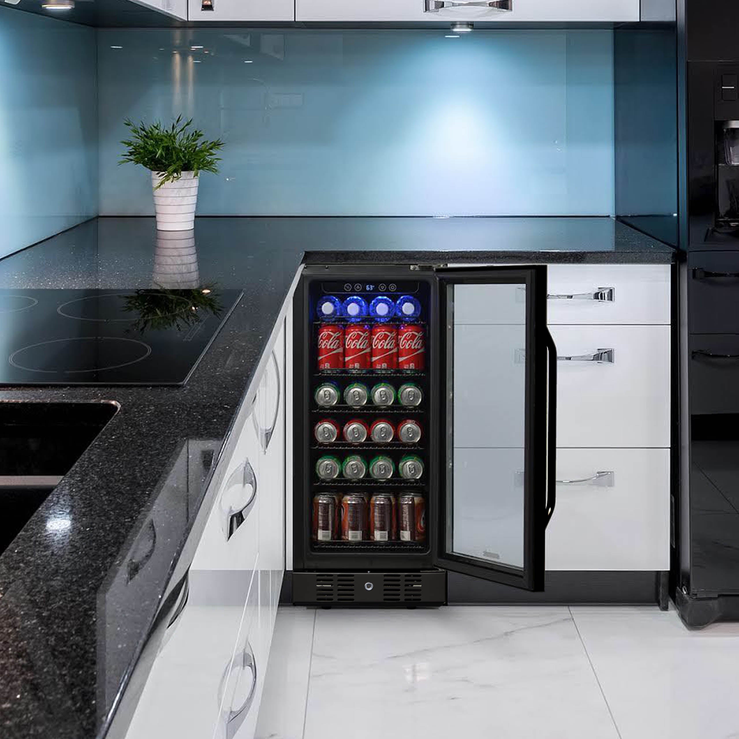 Newair® 96 Can Built-In Black Beverage Refrigerator - Perfect for Home Bars, Offices, and Entertaining Spaces