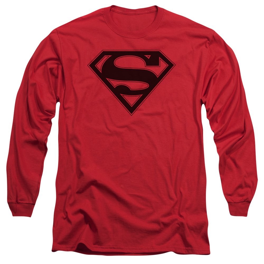 Superman Red & Black Shield Unisex Long-Sleeve T-Shirt for Men & Women | DC Comics Superhero Graphic Tee | Casual Wear, Cosplay & Gift for Fans
