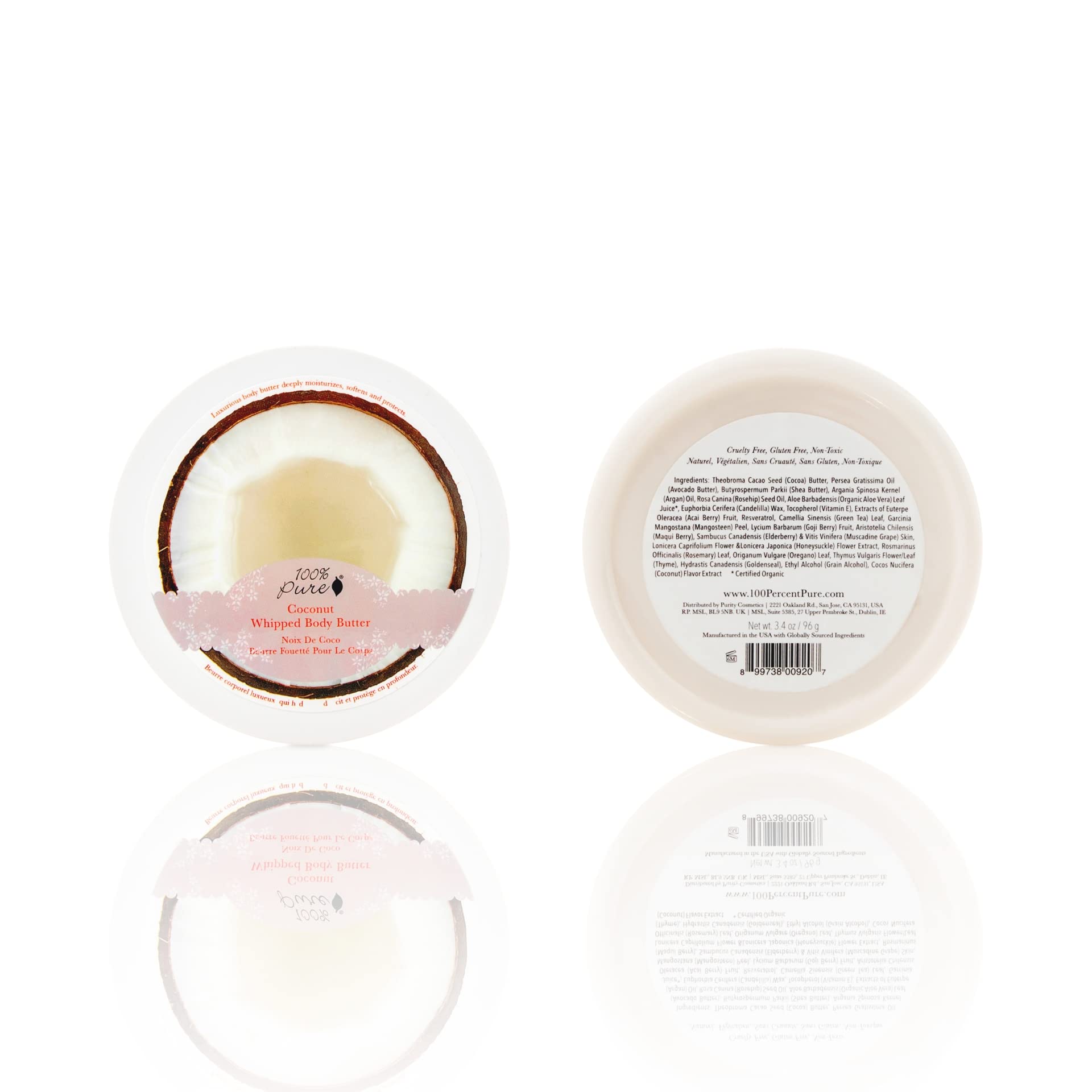 100% Pure Coconut Whipped Body Butter for Dry Skin - Shea & Cocoa Butter Moisturizing Cream, Natural Body Lotion (3.4 oz) | Hydrating Skin Care for Daily Use, Post-Shower Moisturizer, Winter Dry Skin Relief