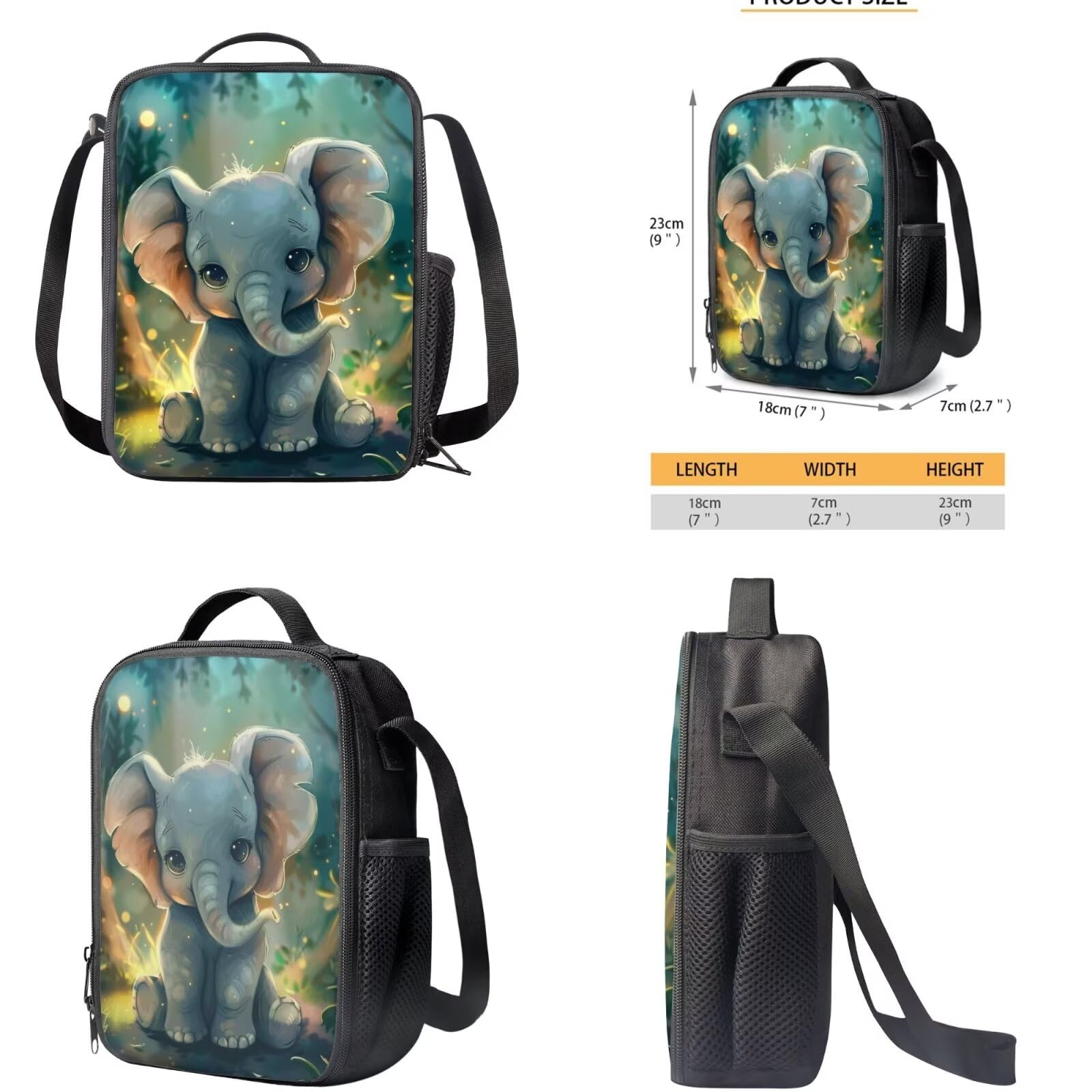 **Ystardream 3D Elephant Print Backpack Set - 17 Inch School Bag with Lunch Box & Pencil Case for Kids, Teens & Women - Durable Bookbag for Middle School, College & Daily Use - Perfect for Back to School, Travel & Outdoor Activities**