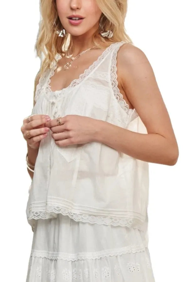 ADORA Women's Lace Detail Contrast Top - Elegant Blouse for Casual Wear, Date Night & Office Outfits