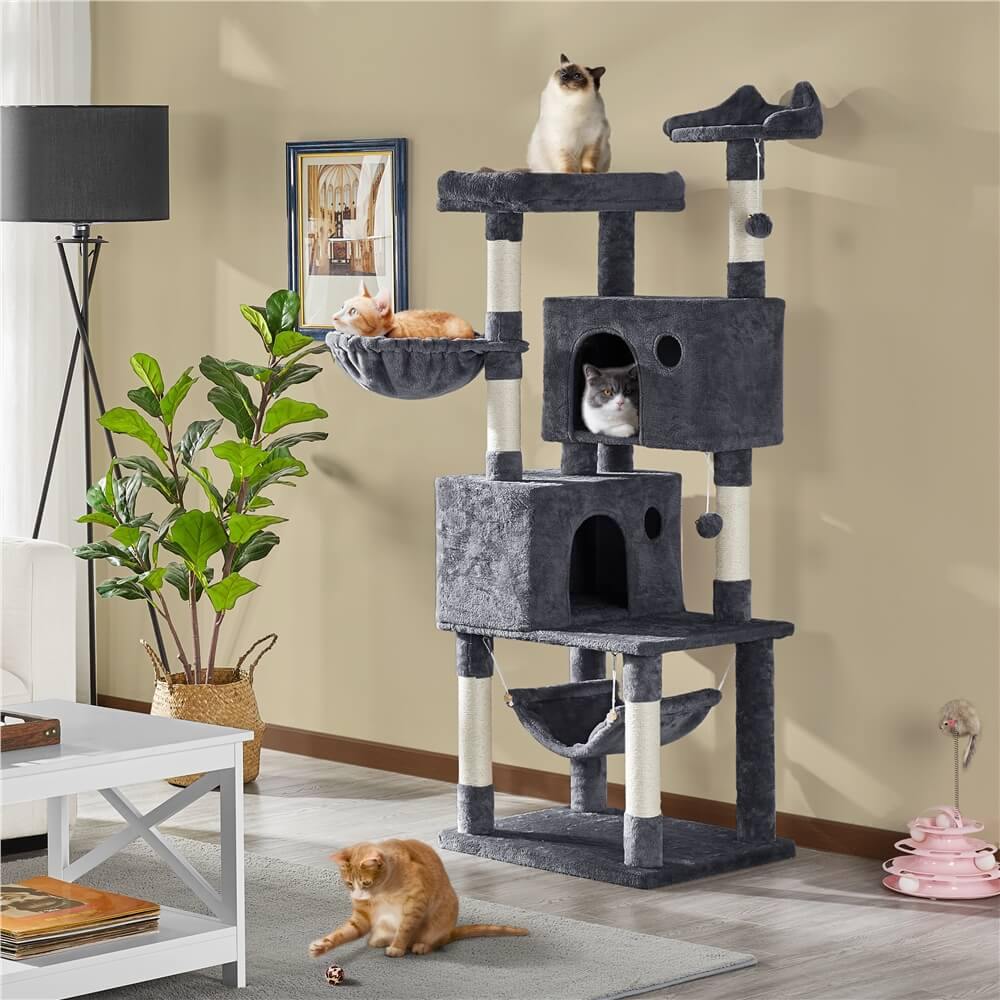Yaheetech 64.5 Inch Multi-Level Cat Tree with Scratching Posts, Perches & Condo - Sturdy Cat Tower for Large Cats - Perfect for Indoor Play, Climbing & Lounging in Living Room or Bedroom