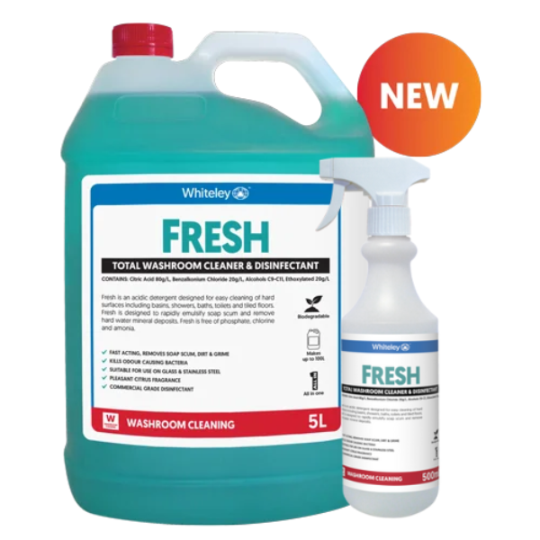 Whiteley Fresh Total Washroom Cleaner & Disinfectant Spray - Kills 99.9% Germs, Eliminates Odors - Ideal for Bathroom, Toilet, Sink & Shower Cleaning