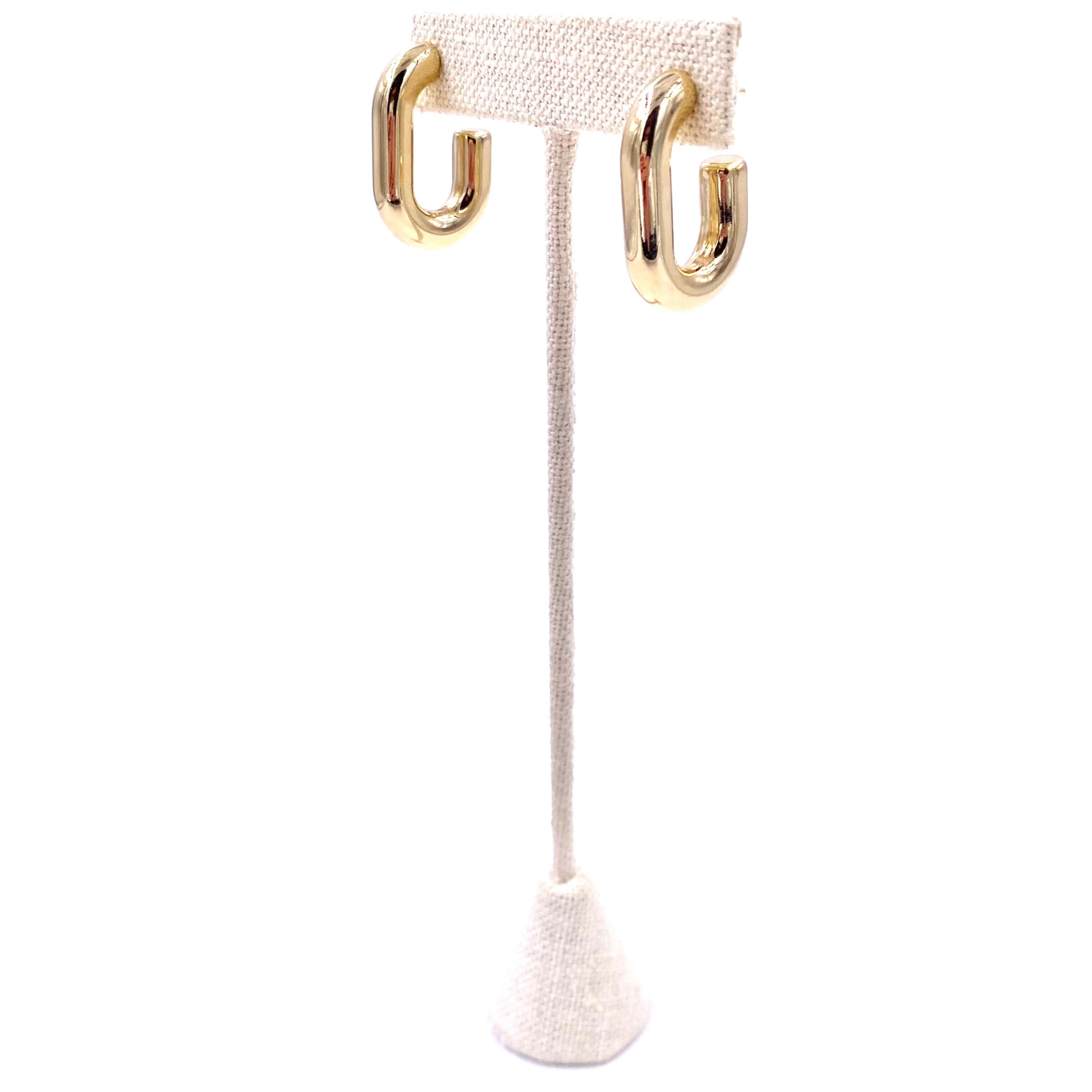 Ashley Gold Stainless Steel Rectangle Open Back Hoop Earrings for Women - Hypoallergenic Fashion Jewelry - Perfect for Parties, Weddings & Everyday Wear