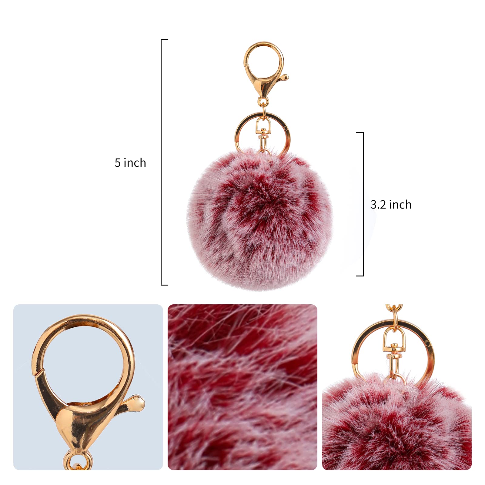 Fluffy Pom Pom Keychain - Soft Artificial Fur Ball Keyring for Car Keys, Bags & Backpacks - Cute Accessory for Women, Girls & Teens (Perfect Gift for Friends & Birthday)