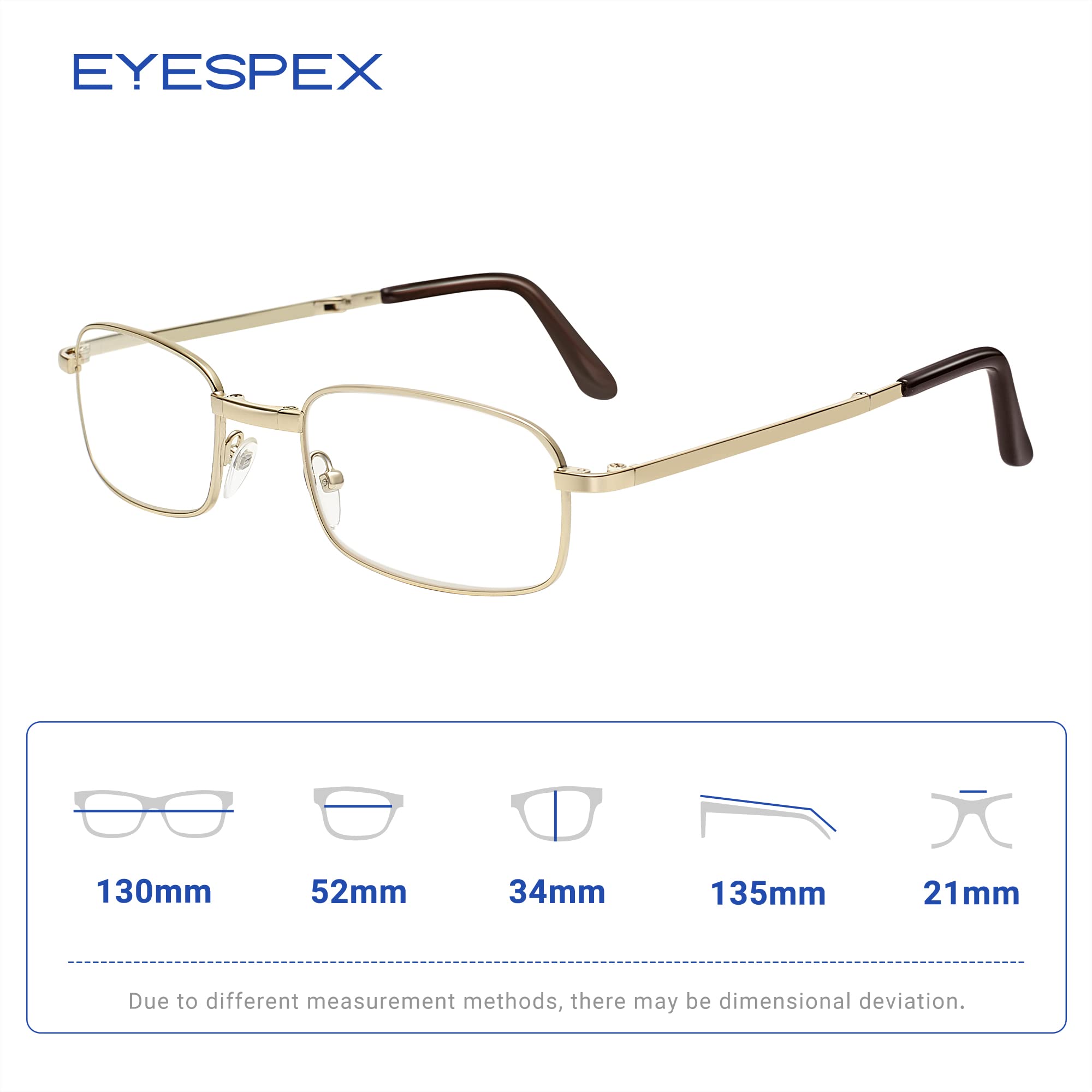 2 Pack Folding Reading Glasses for Men & Women - Compact Foldable Full Frame Computer Readers - Lightweight Portable Eyewear for Reading, Travel, Office & Daily Use