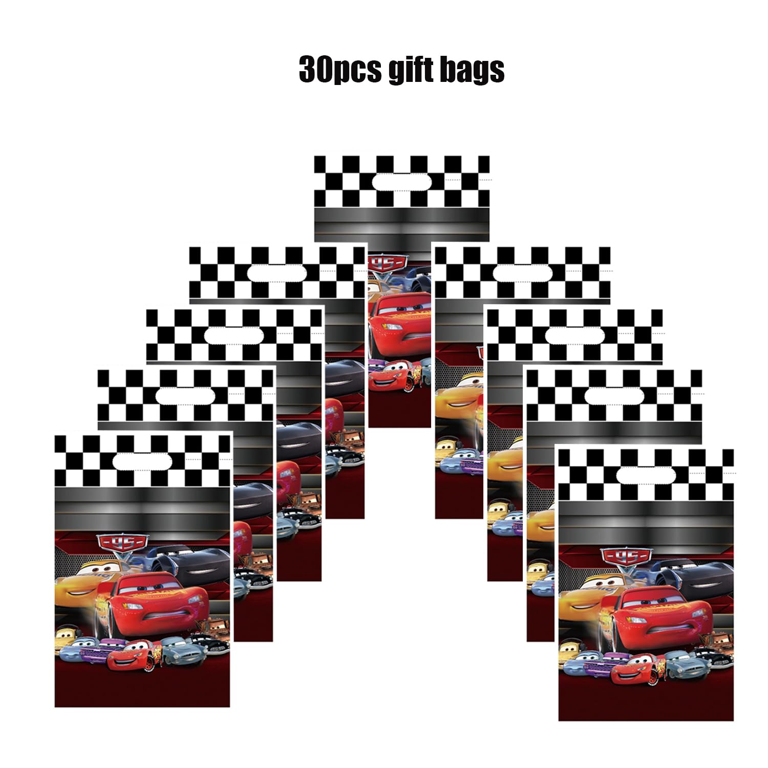 30 Pack Red Car Themed Party Favor Bags - Cute Candy Gift Bags for Kids Birthday Party Supplies, Baby Shower & Themed Decorations - Perfect for Birthday Parties, Baby Showers, and Car-Themed Events