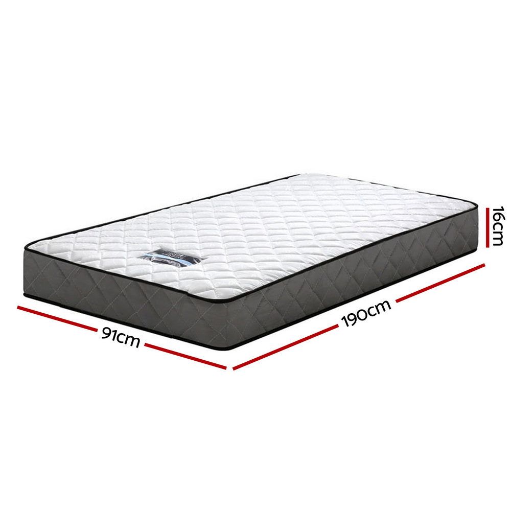 Giselle Bedding 16cm Tight Top Single Mattress - Medium Firm Support for Back Pain Relief - Perfect for Guest Rooms, Dorms & Small Spaces
