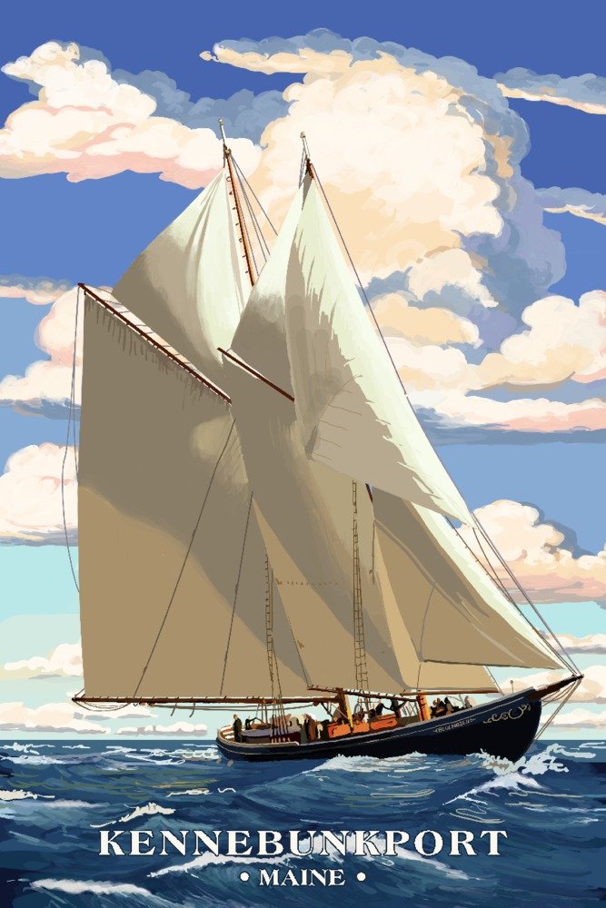 Lantern Press Kennebunkport Maine Bluenose II 16x24 Wrapped Canvas Wall Art - Nautical Home Decor for Living Room, Bedroom & Office