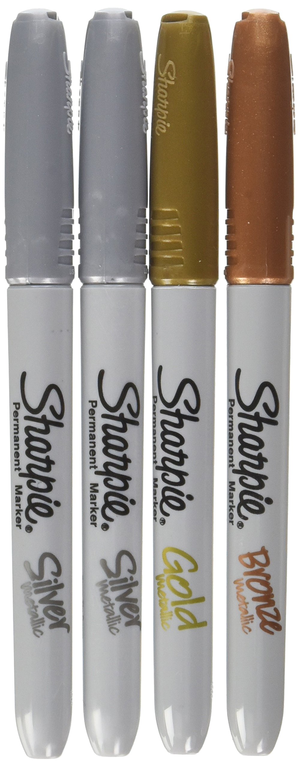 Sharpie Fine Point Metallic Permanent Markers - Silver, Gold, Bronze (4-Pack) for Art Projects, Scrapbooking & DIY Crafts