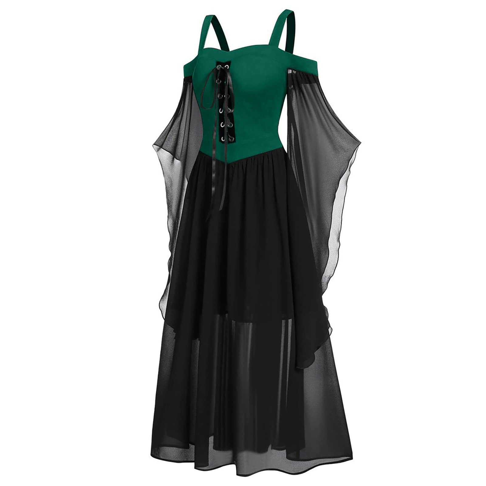 **Vintage Medieval Dress for Women - Gothic Renaissance Halloween Costume with Lace & Bat Sleeves | Perfect for Cosplay, Renaissance Fairs & Themed Parties**