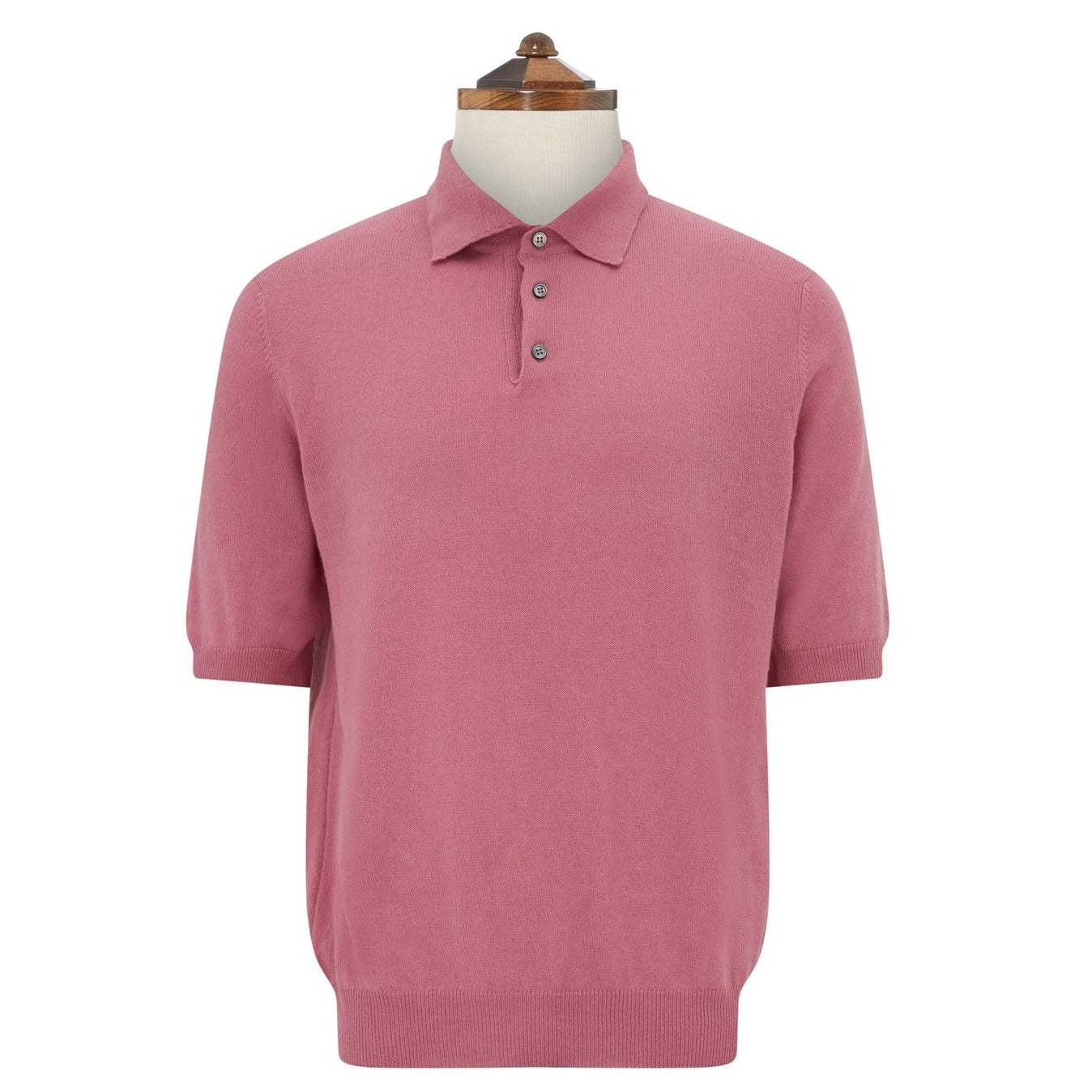Kirk Signature Pink Cotton & Cashmere Blend Knit Polo Shirt for Men - Soft Luxury Casual Wear for Office, Golf & Weekend Outings