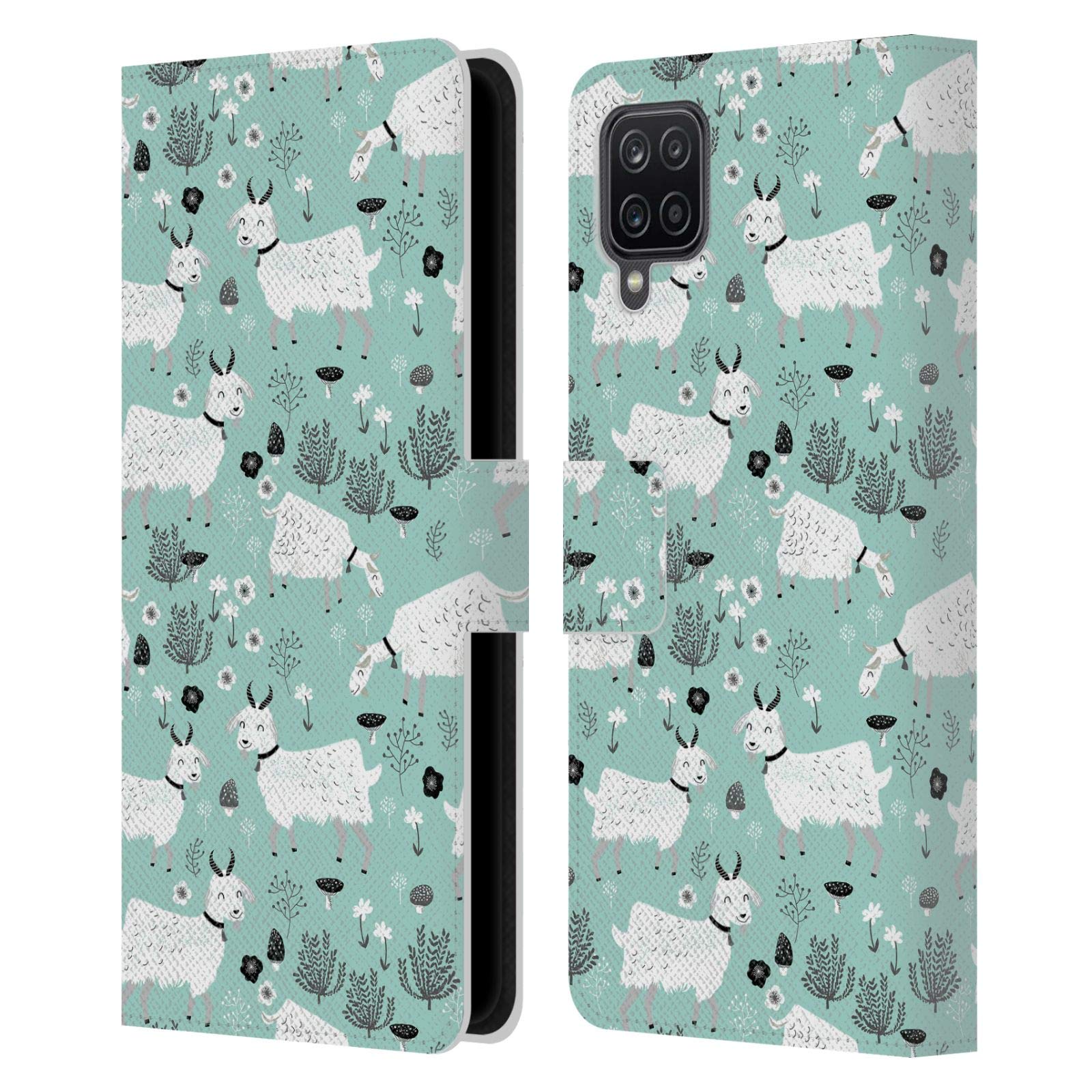 Head Case Designs Officially Licensed Andrea Lauren Goats Animals Leather Book Wallet Case Cover for Samsung Galaxy A12 (2020) - Perfect for Work, Travel & Daily Protection