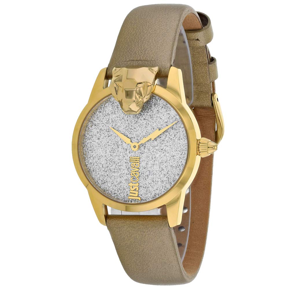 Just Cavalli Women's Stainless Steel Quartz Watch with Genuine Leather Strap - Brown (Model JC1L057L0225) | Elegant Fashion Accessory for Office, Parties & Everyday Wear