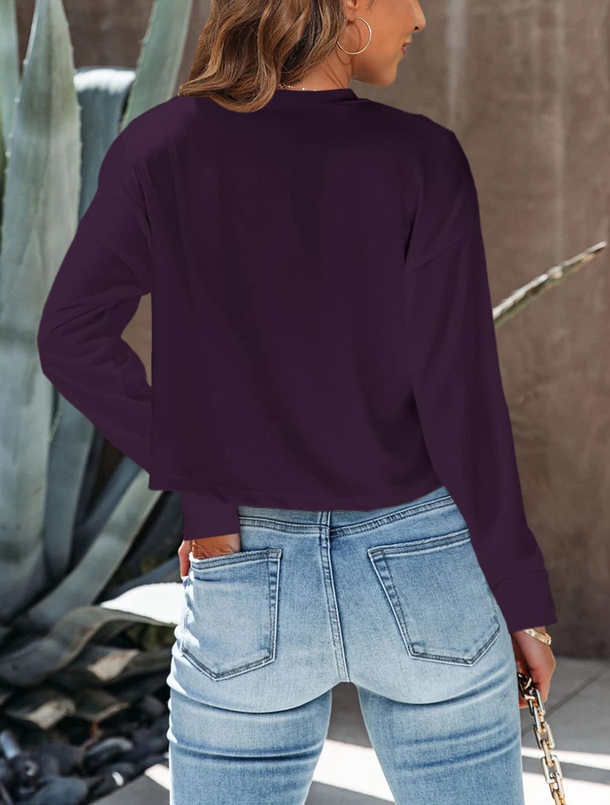 Tankaneo Women's Long Sleeve Crop Tops - Loose Fit Cropped T-Shirt 2025 | Crew Neck Casual Shirt for Women | Perfect for Layering, Streetwear & Everyday Outfits