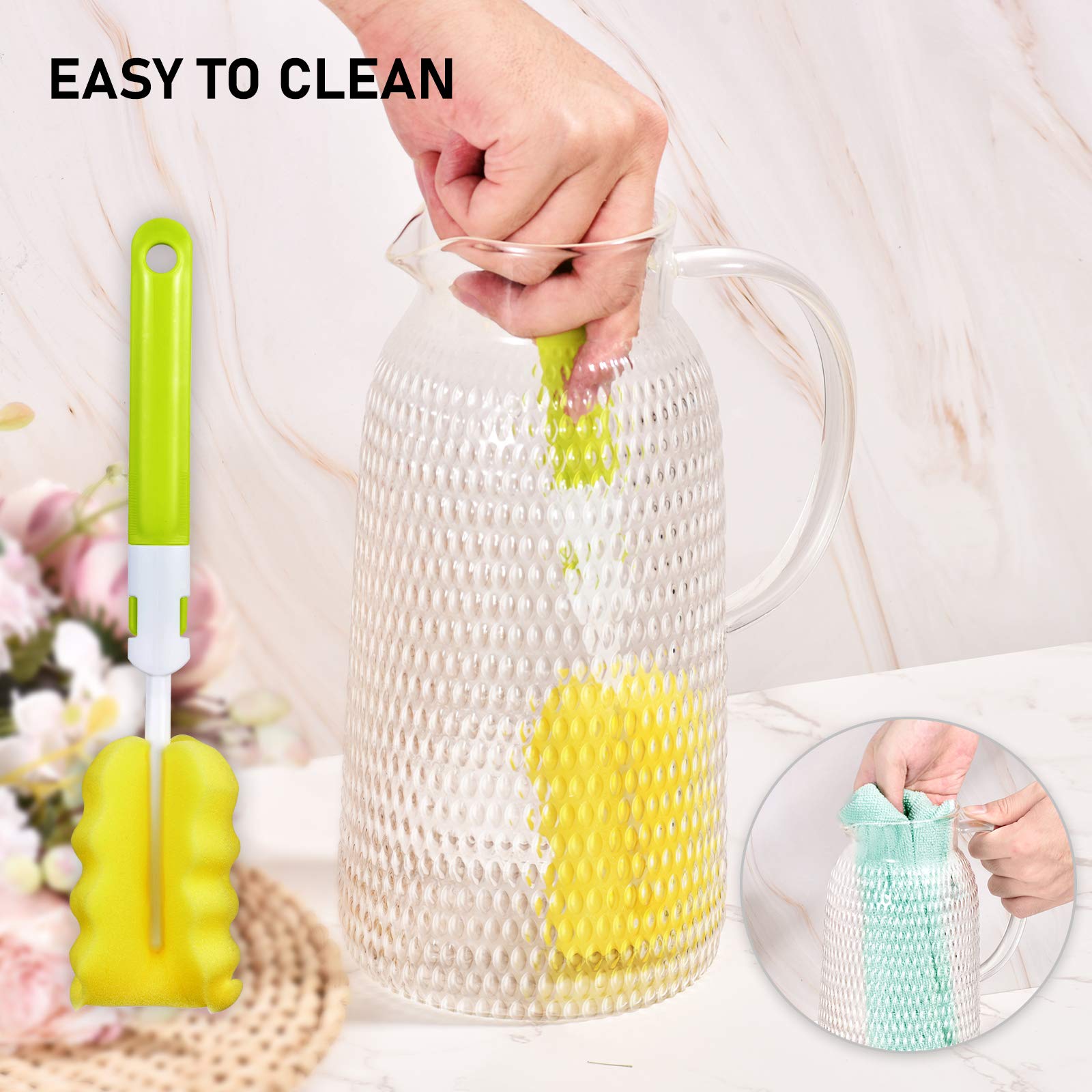 Aofmee 80oz Glass Pitcher with Lid - Heat Resistant Carafe for Iced Tea, Lemonade, Juice & Milk - Perfect for Sun Tea, Cold & Hot Beverages - Easy Clean Pitcher for Kitchen, Dining & Outdoor Entertaining