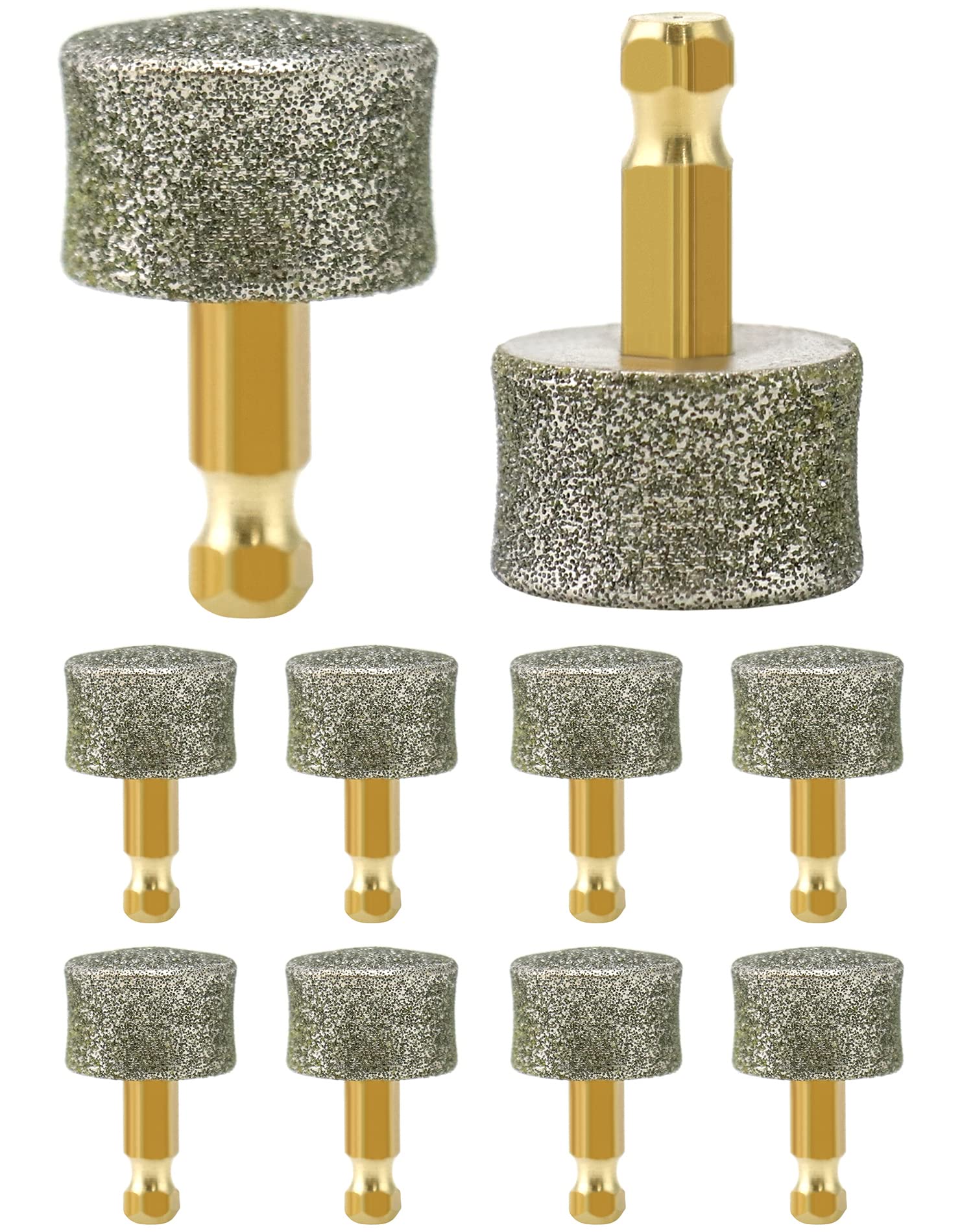 QWORK 10 Pack Dog Nail Grinder Replacement Heads - Diamond Tip Professional Spare Grinding Heads for Electric Pet Paw Trimmers - Smooth Dog Claw Grooming Accessories - Perfect for Home Pet Grooming & Professional Use
