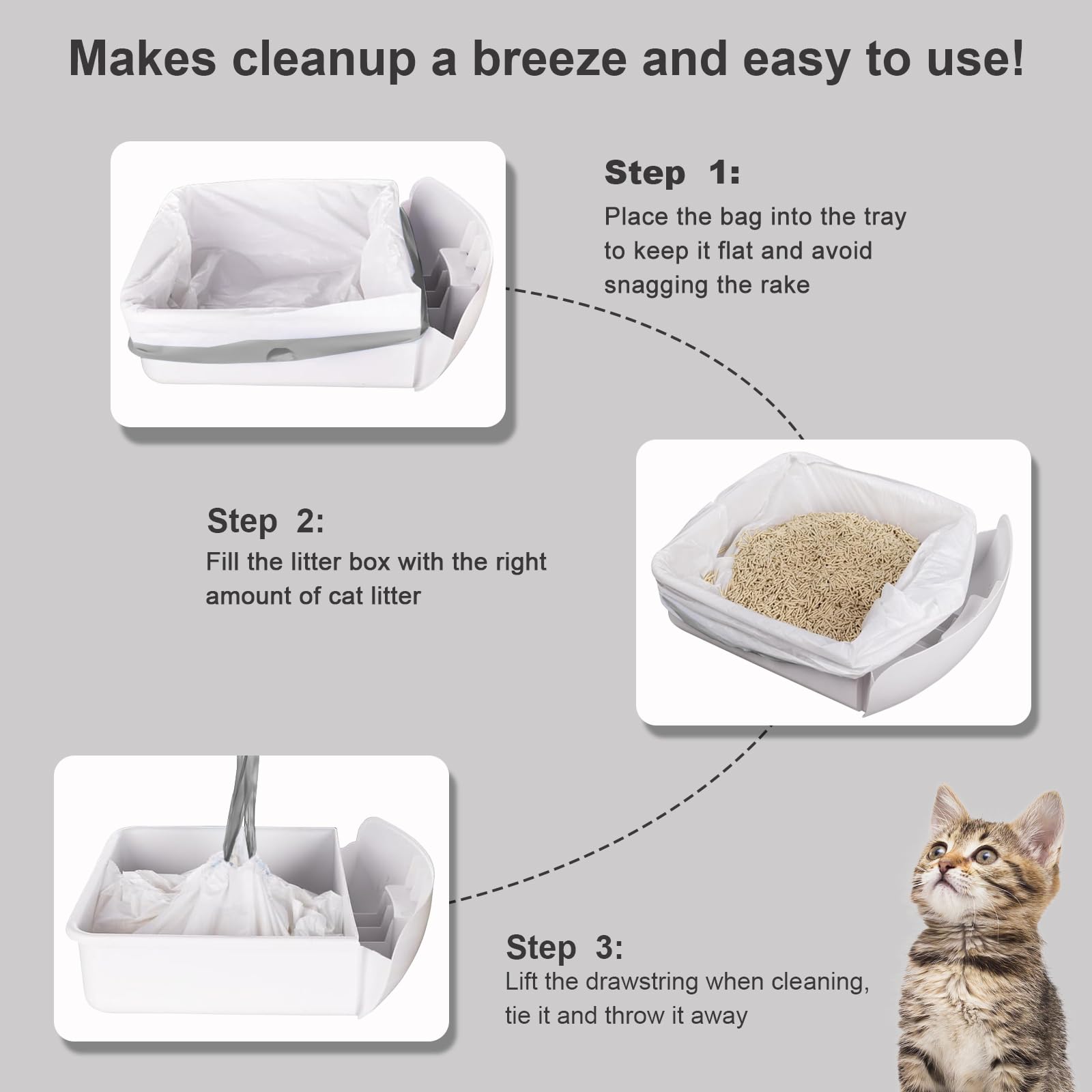 120 Count Thick Drawstring Cat Litter Bags - Compatible with Litter Robot 4 & Self-Cleaning Litter Boxes | Durable Waste Liners Replacement for Easy Cleanup | Perfect for Multi-Cat Homes & Odor Control