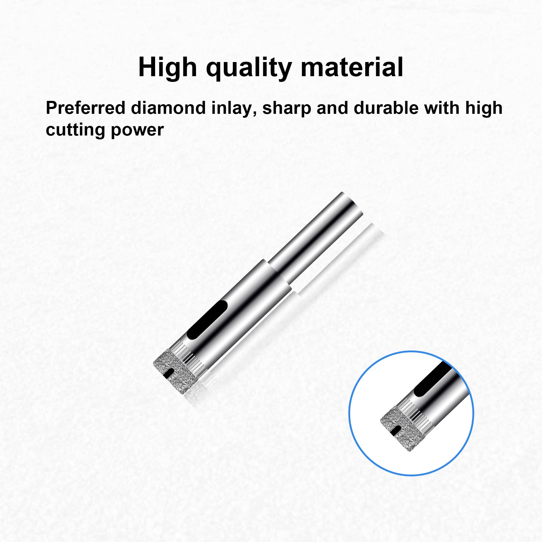 10PCS 7/20 inch Diamond Drill Bit Set - Steel Diamond Coated Hole Saw Drill Bits Kit for Glass, Marble, Granite, Ceramic, Tile & Porcelain - Perfect for DIY Projects, Home Renovation & Professional Use