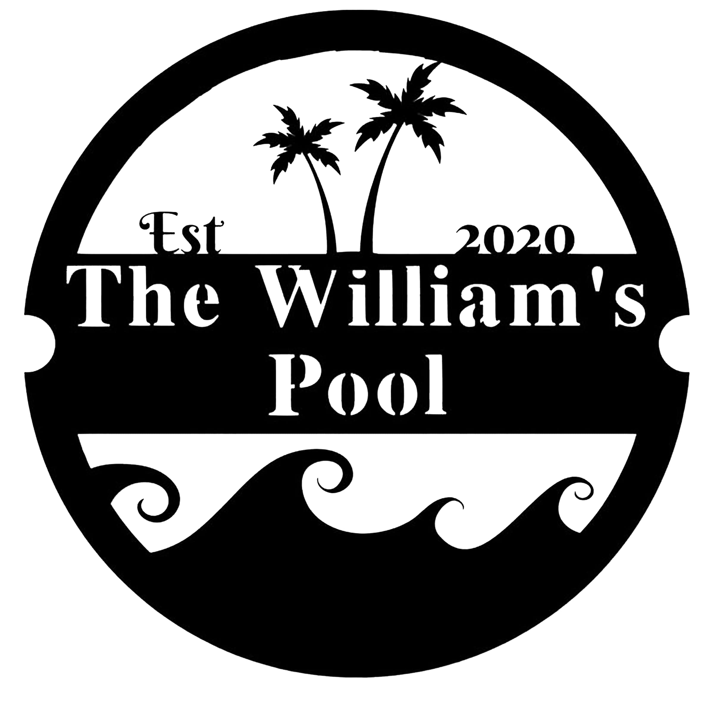 Personalized Family Pool Sign - Custom Metal Swimming Pool Sign with Last Name - Summer Beach House Decor for Cottage & Backyard