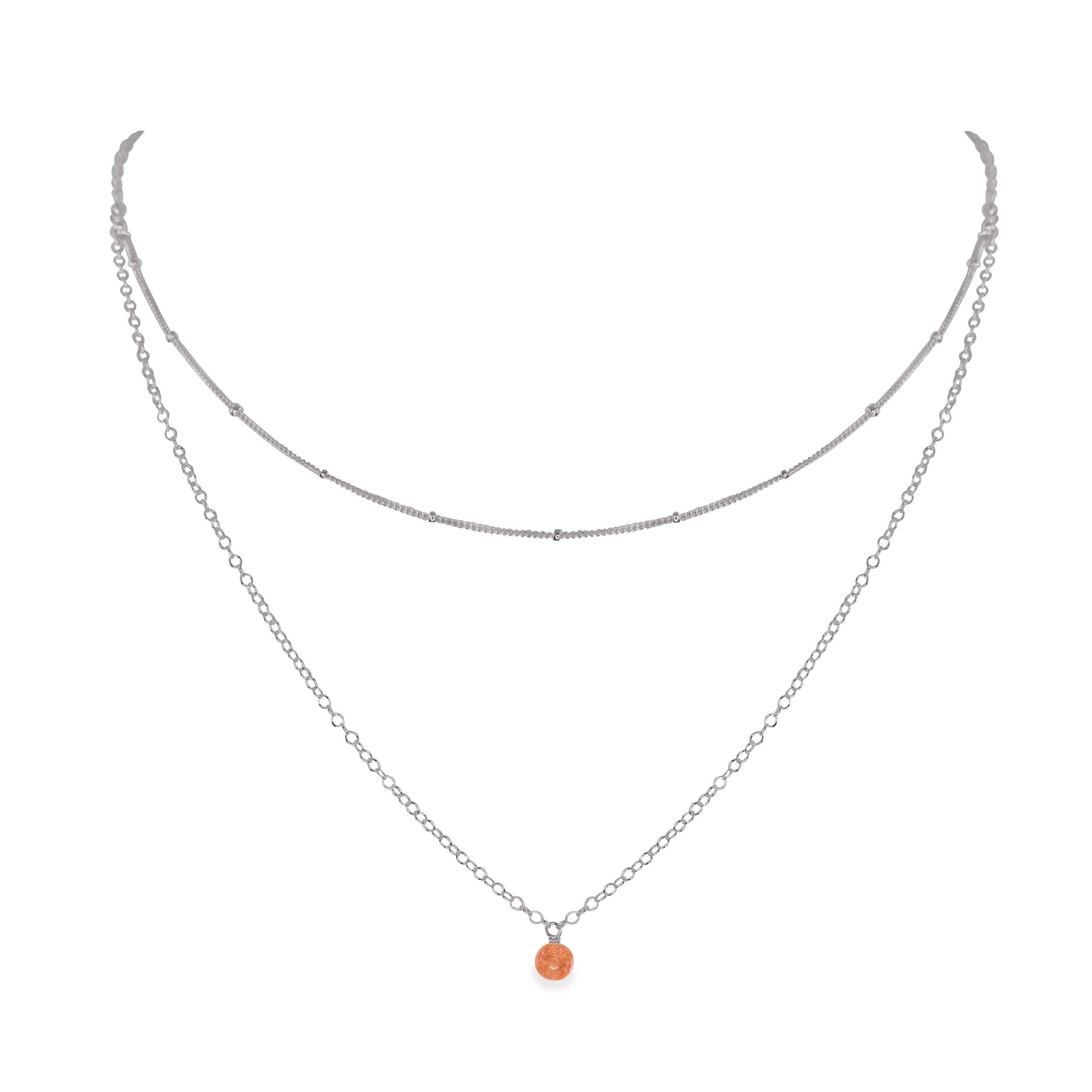 Sunstone Gemstone Layered Choker Necklace for Women - Elegant Bohemian Jewelry for Everyday Wear, Date Nights & Special Occasions