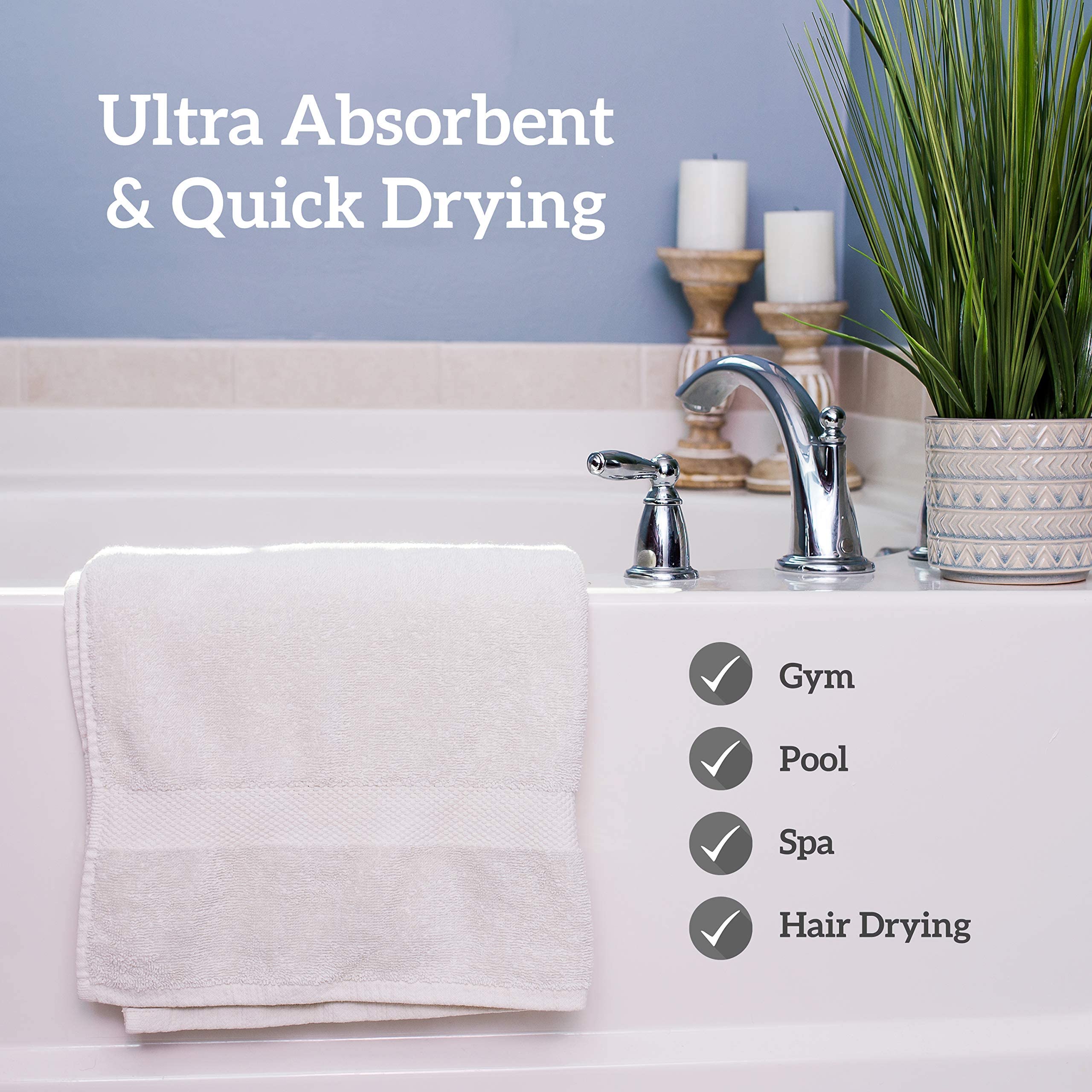 Premium Soft Cotton Towels for Pool, Spa & Gym - Ultra Absorbent, Quick Dry, Lightweight Bath Towels (22