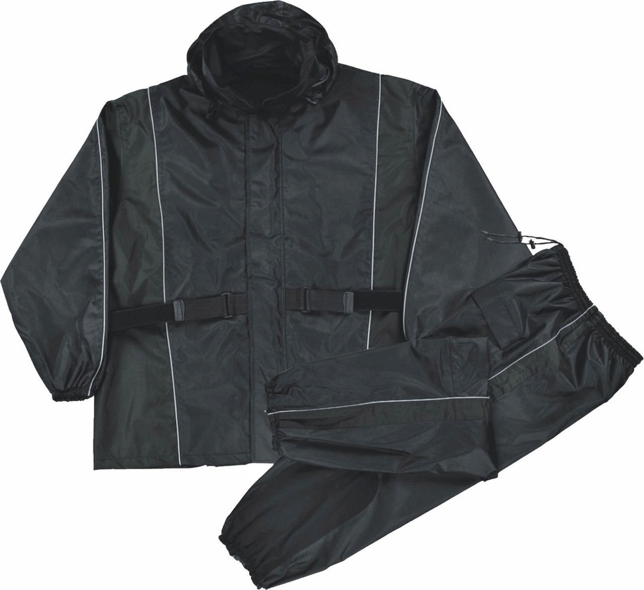 Milwaukee Leather Men's Waterproof Rain Suit - Black with Reflective Piping & Heat Guard for Motorcycle Riding, Outdoor Work & Heavy Weather Protection