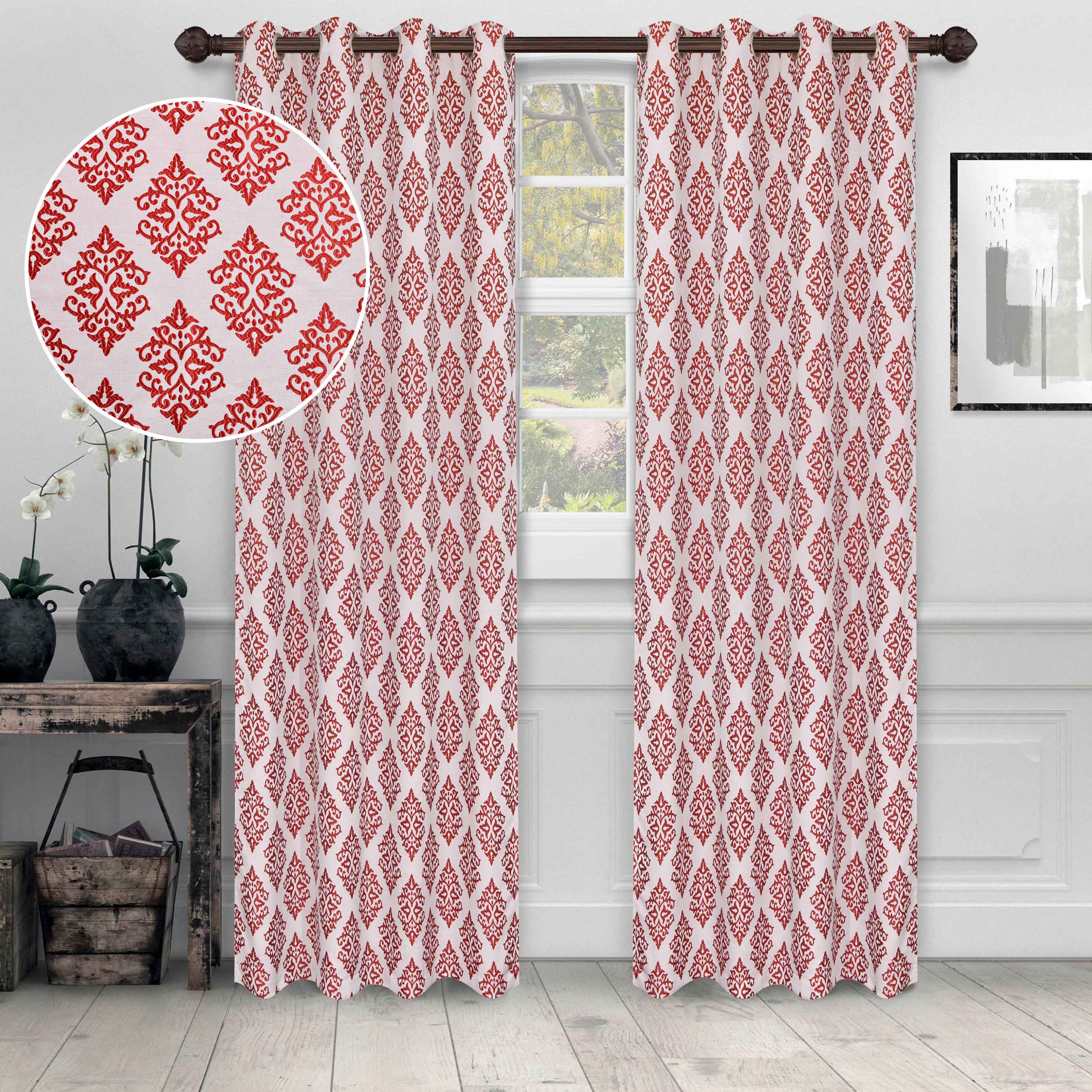 Venetian Damask Jacquard Curtain Panels Set of 2 - Luxury Window Treatments for Living Room & Bedroom