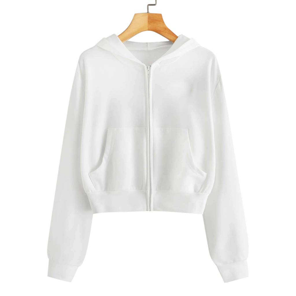 Black Crop Hoodie for Women & Teens - Basic Zip-Up Pullover Sweatshirt with Long Sleeves | Casual Wear, Street Style, Gym Outfits, and Everyday Comfort