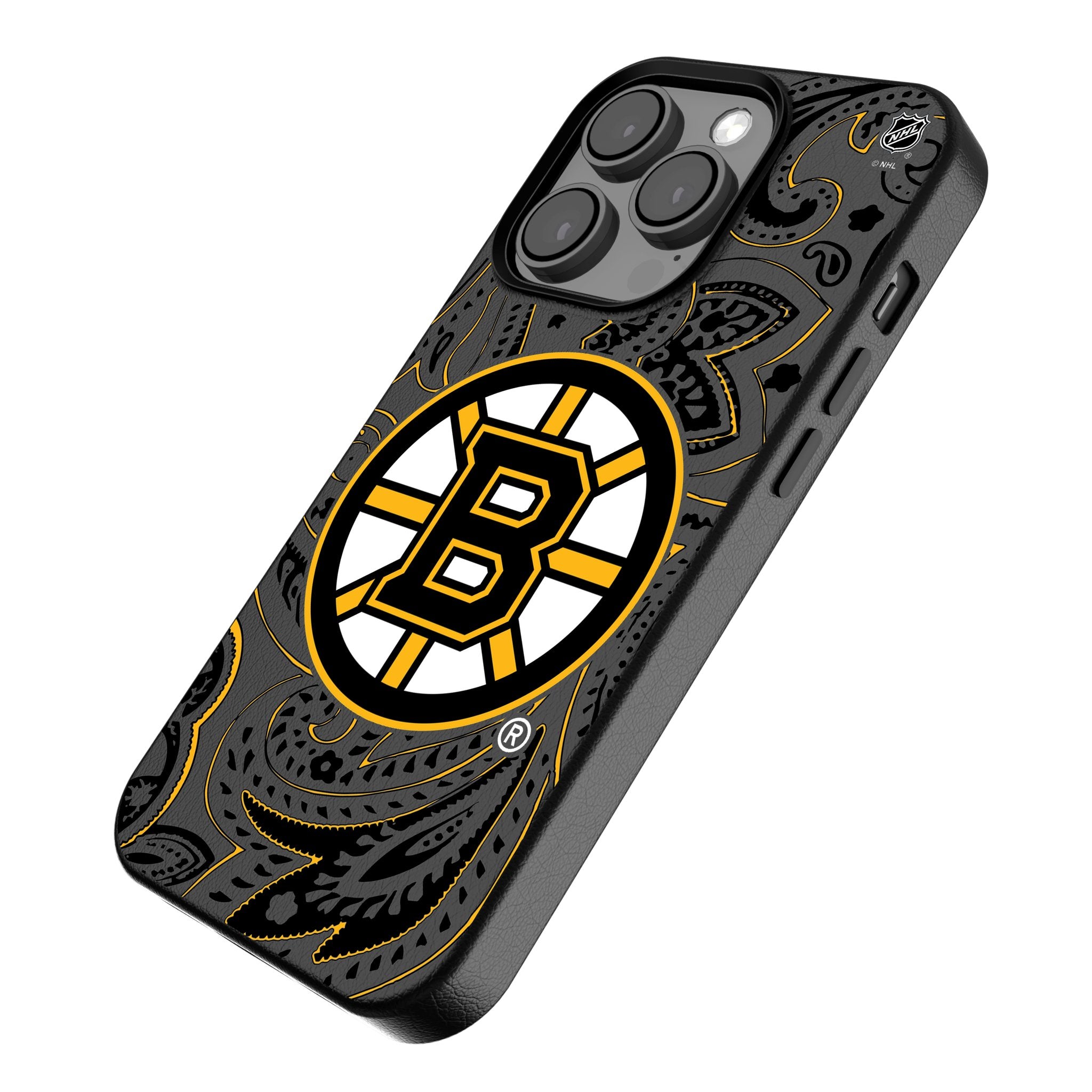 Boston Bruins Paisley MagSafe Compatible Phone Case for iPhone 14/13/12 Pro Max - Protective Hockey Team Design for Sports Fans & Bruins Supporters - Perfect for Game Day & Everyday Use