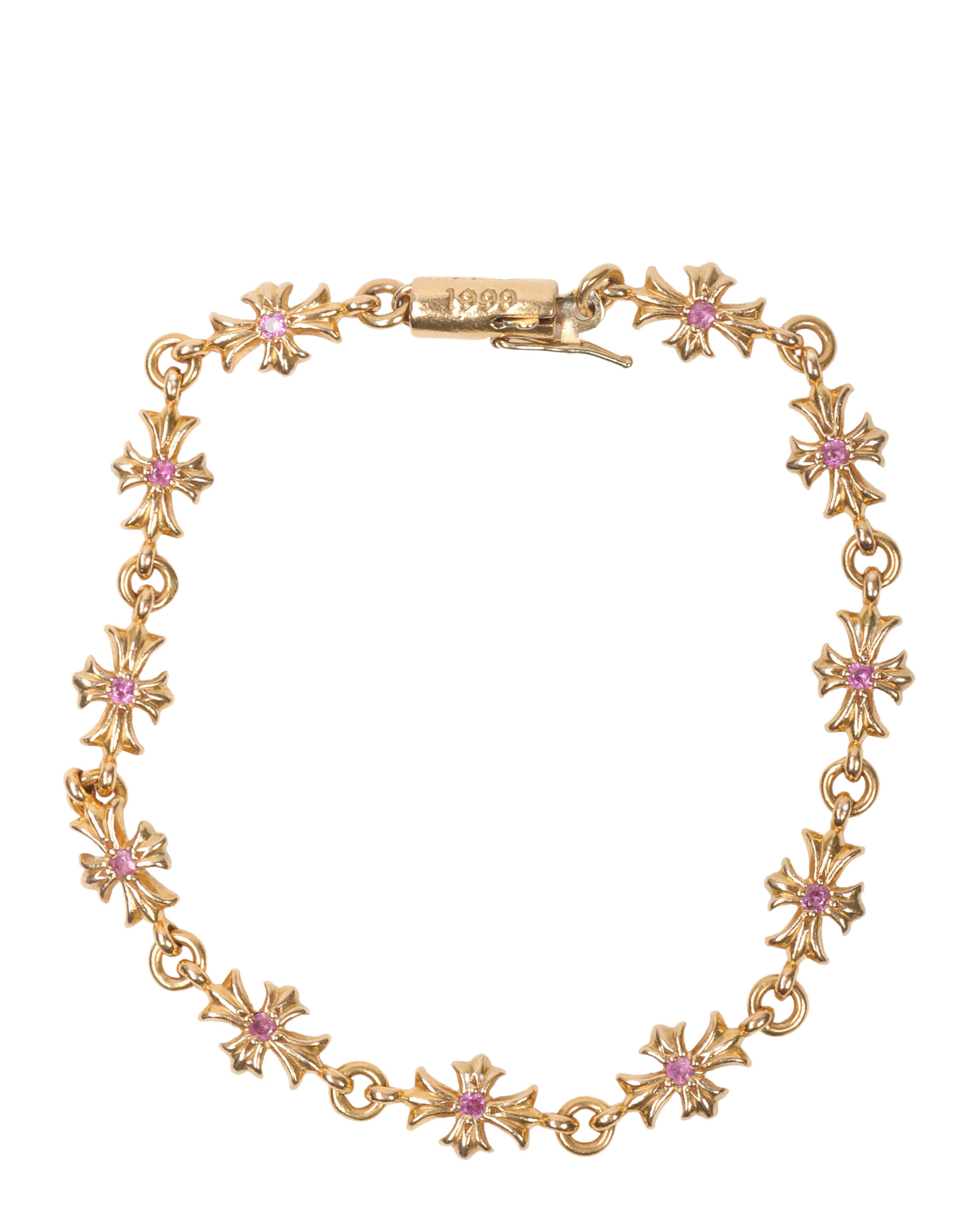 22k Gold & Pink Sapphire Cross Bracelet for Women - Elegant Religious Jewelry Gift for Christmas, Baptism, Confirmation & Everyday Wear