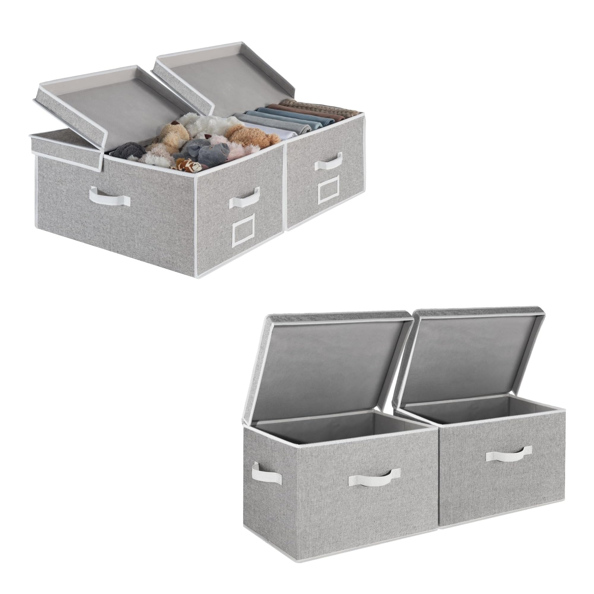 Extra Large Storage Bins with Lids & Handles - Decorative Storage Boxes for Home Organization, Closet, Garage & Office Use
