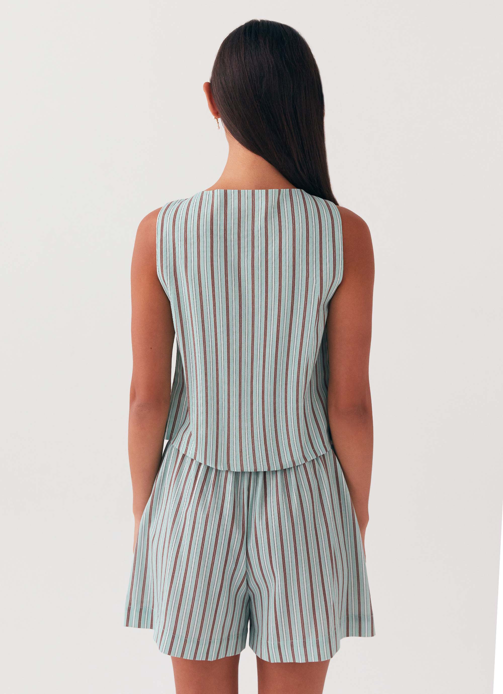 Allania Linen Shorts for Women - Breathable Summer Shorts with Coastal Stripe Design | Perfect for Beach Vacations, Casual Outings & Relaxing at Home