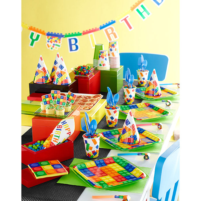 12-Piece Bulk Block Party 16 oz Plastic Cups - Colorful Disposable Party Cups for Weddings, Birthdays & Outdoor Events