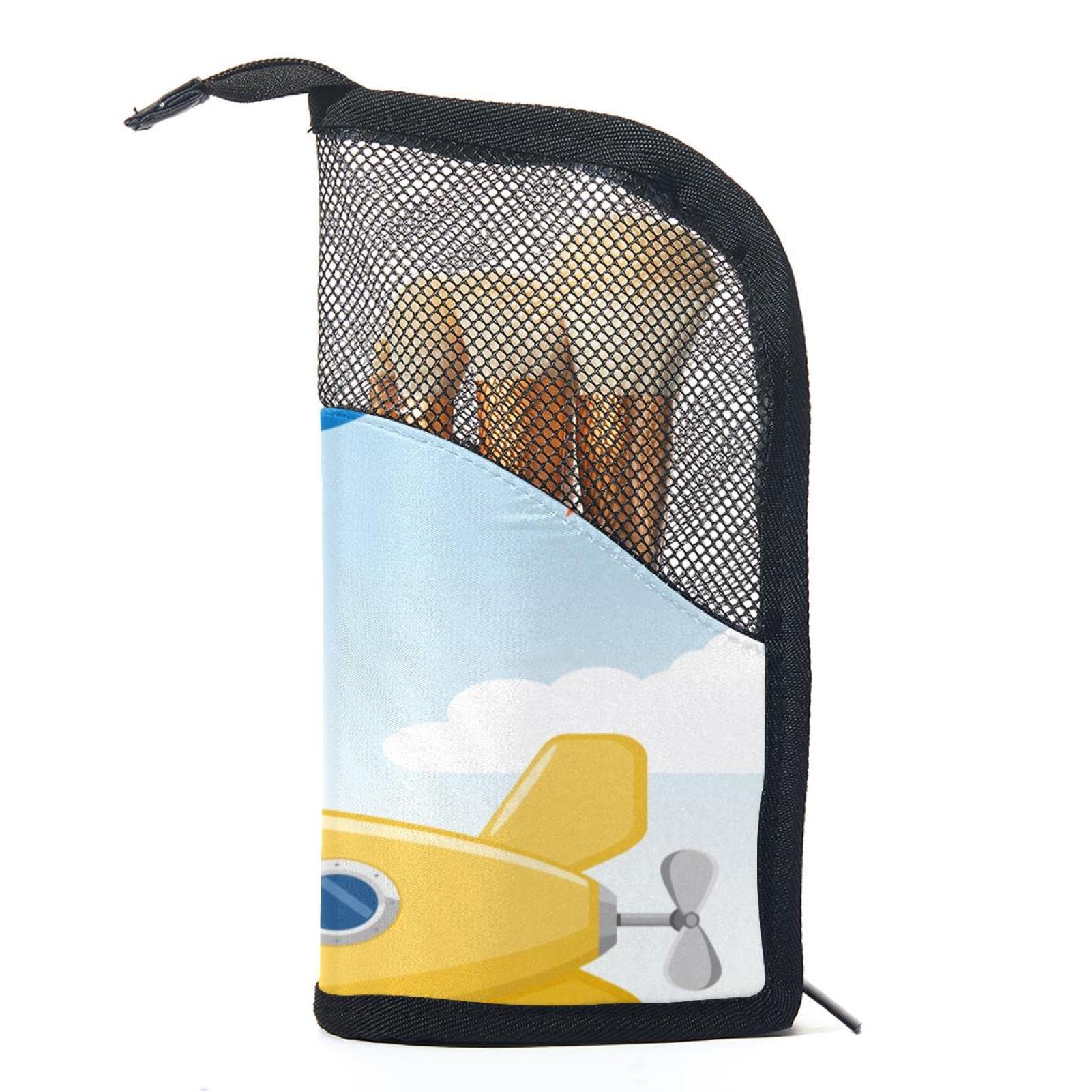 Portable Makeup Brush Organizer Bag with 12 Slots - Cute Balloon & Airplane Cartoon Design - Travel Makeup Brush Holder Case for Professional Makeup Artists & Beauty Lovers (Great for Travel, Home & Salon Use)