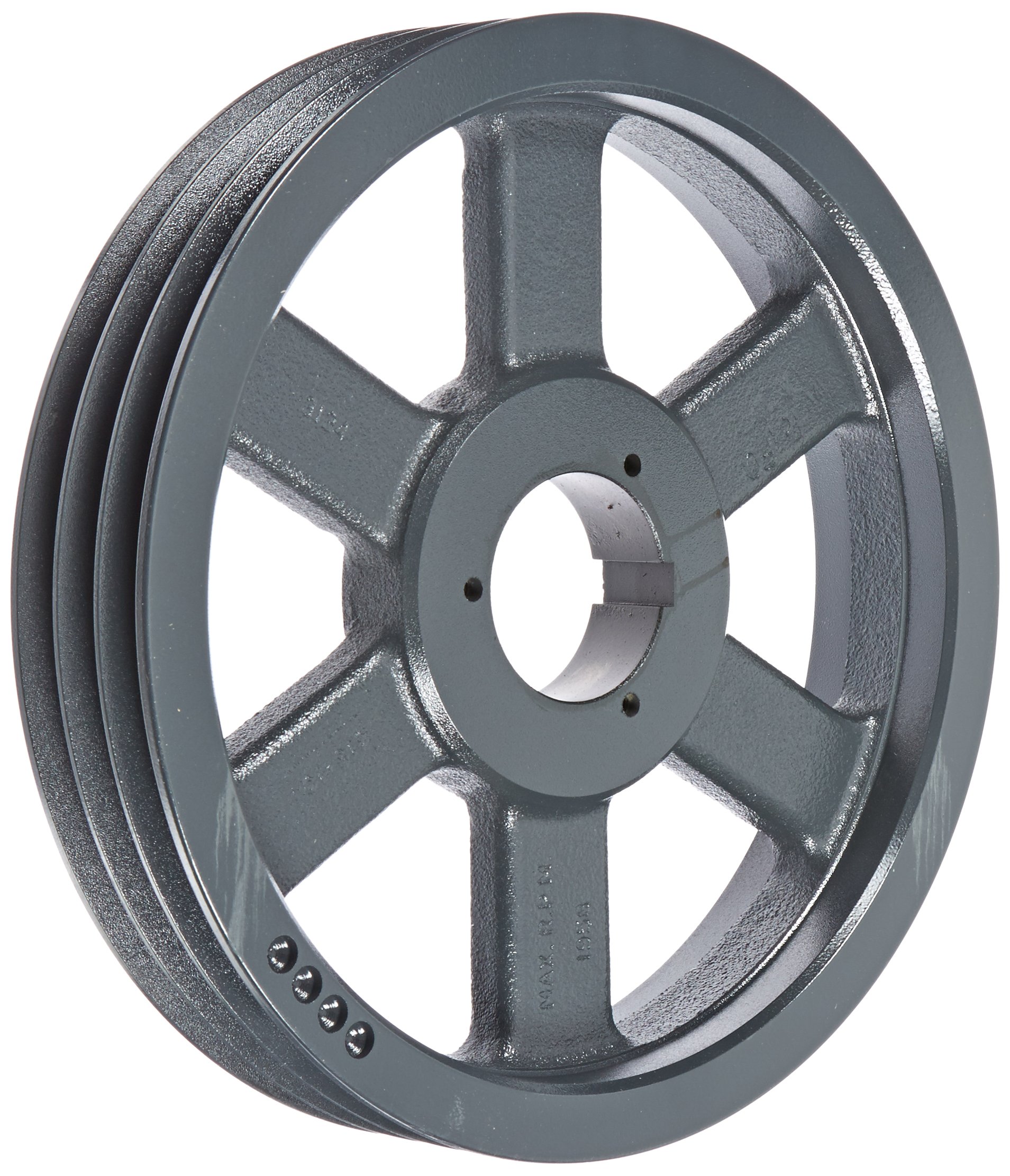 3B5V124 Split Taper Sheave - Cast Iron 3-Groove Pulley for A/B/5V Belts with B Bushing - Ideal for Industrial Machinery, HVAC Systems & Power Transmission Equipment