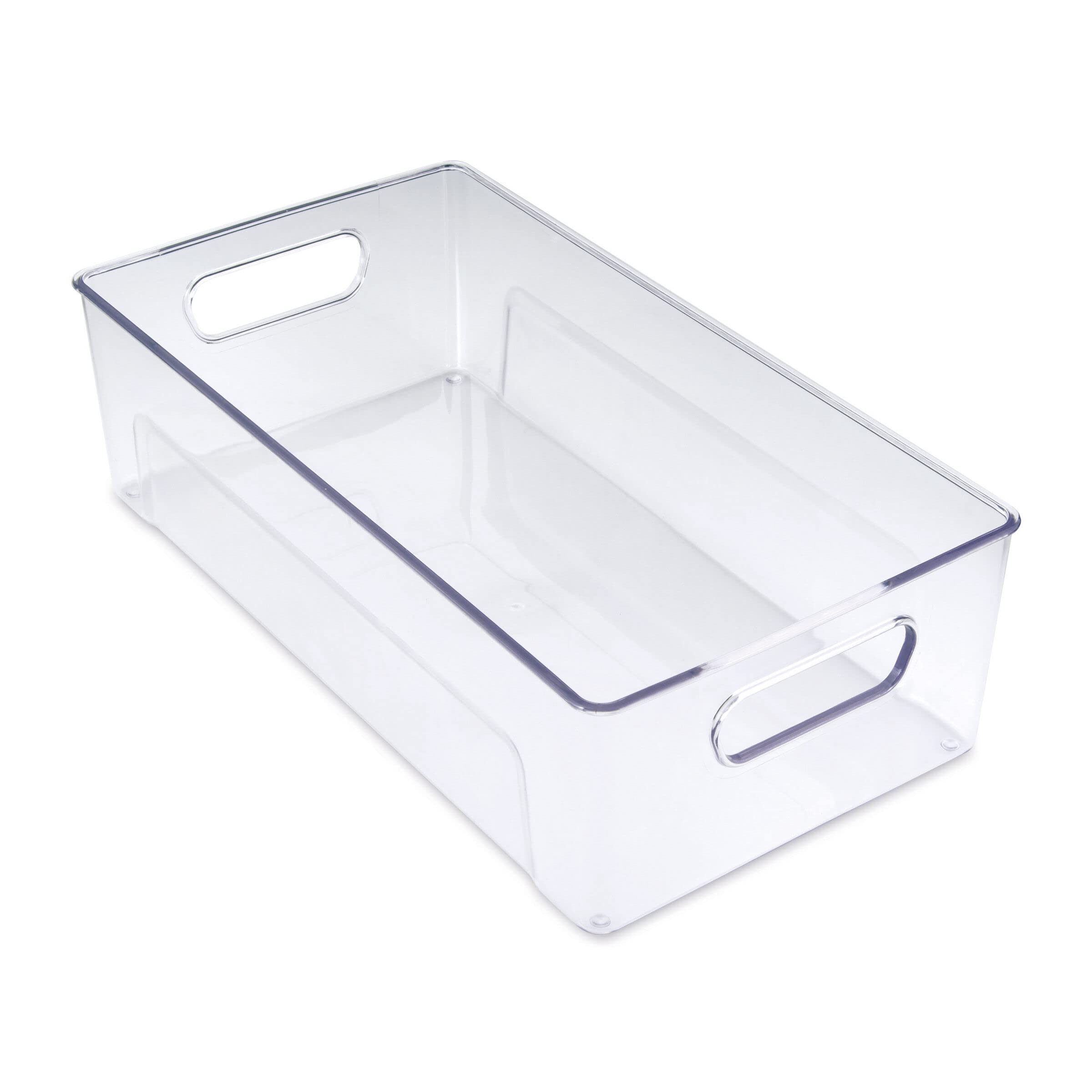 Copco 13.9 x 7.4 x 4.05-Inch Clear Plastic Storage Bins for Kitchen Organization, Refrigerator, Pantry, Laundry Room & Home Storage - Stackable Food Containers with Lids for Easy Home & Office Use