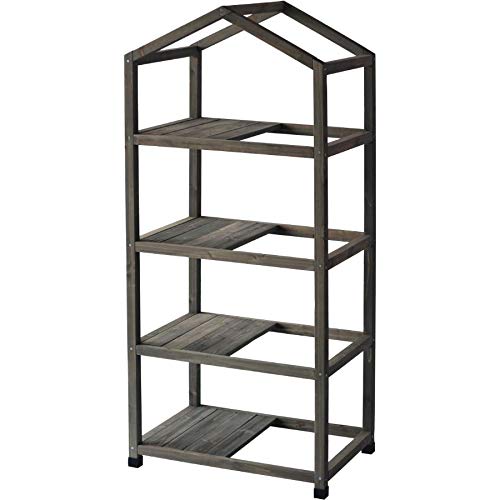 VegTrug Grey Wash 4-Tier Wooden Greenhouse with PE Cover - Perfect for Indoor Herb Gardens, Backyard Plant Growing & Small Space Gardening