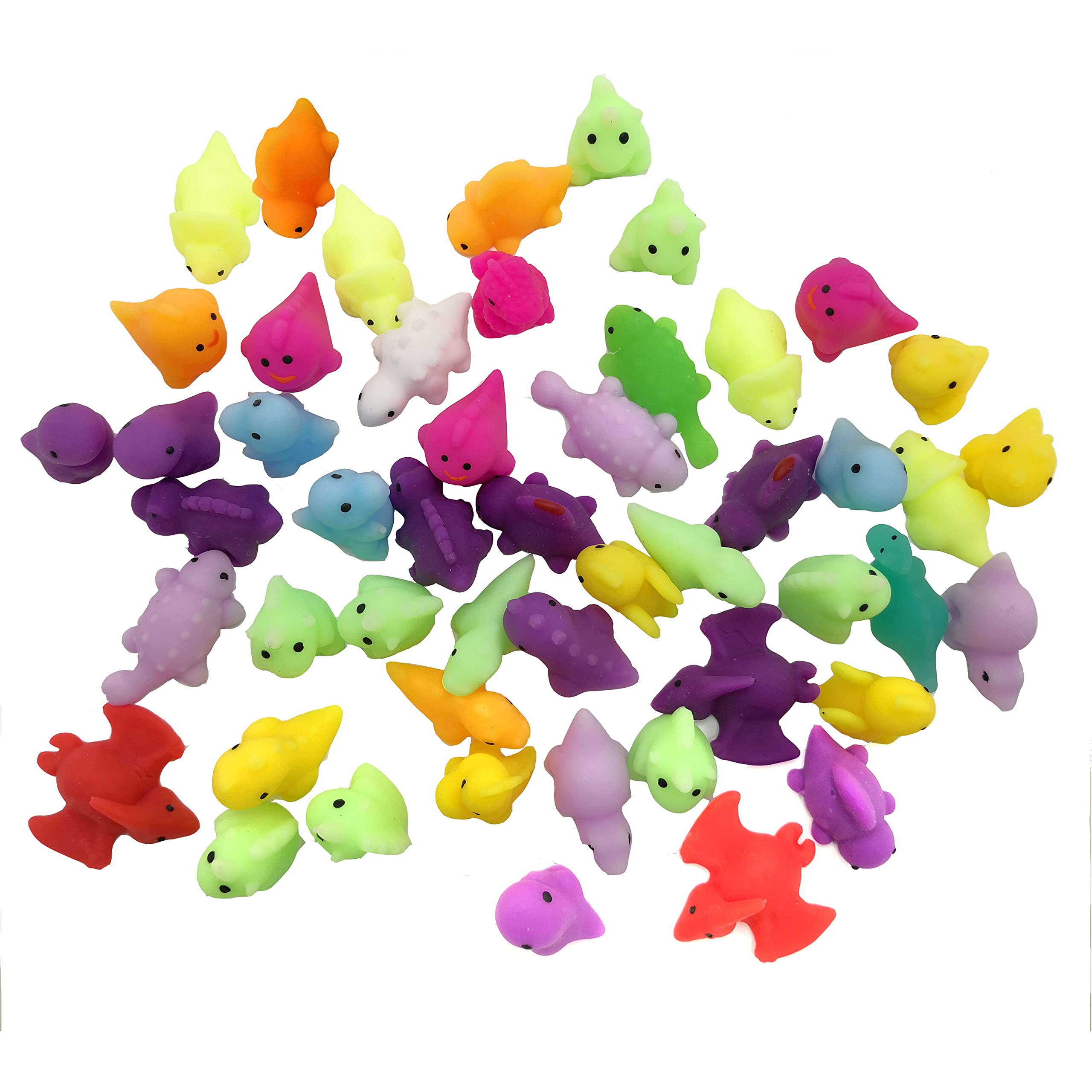 QEENQEEU 50-Pack Mini Dinosaur Squishy Toys - Kawaii Mochi Squishy Animals for Kids, Dinosaur Party Favors, Stress Relief & Sensory Play - Perfect for Birthday Gifts, Classroom Rewards & Collectibles