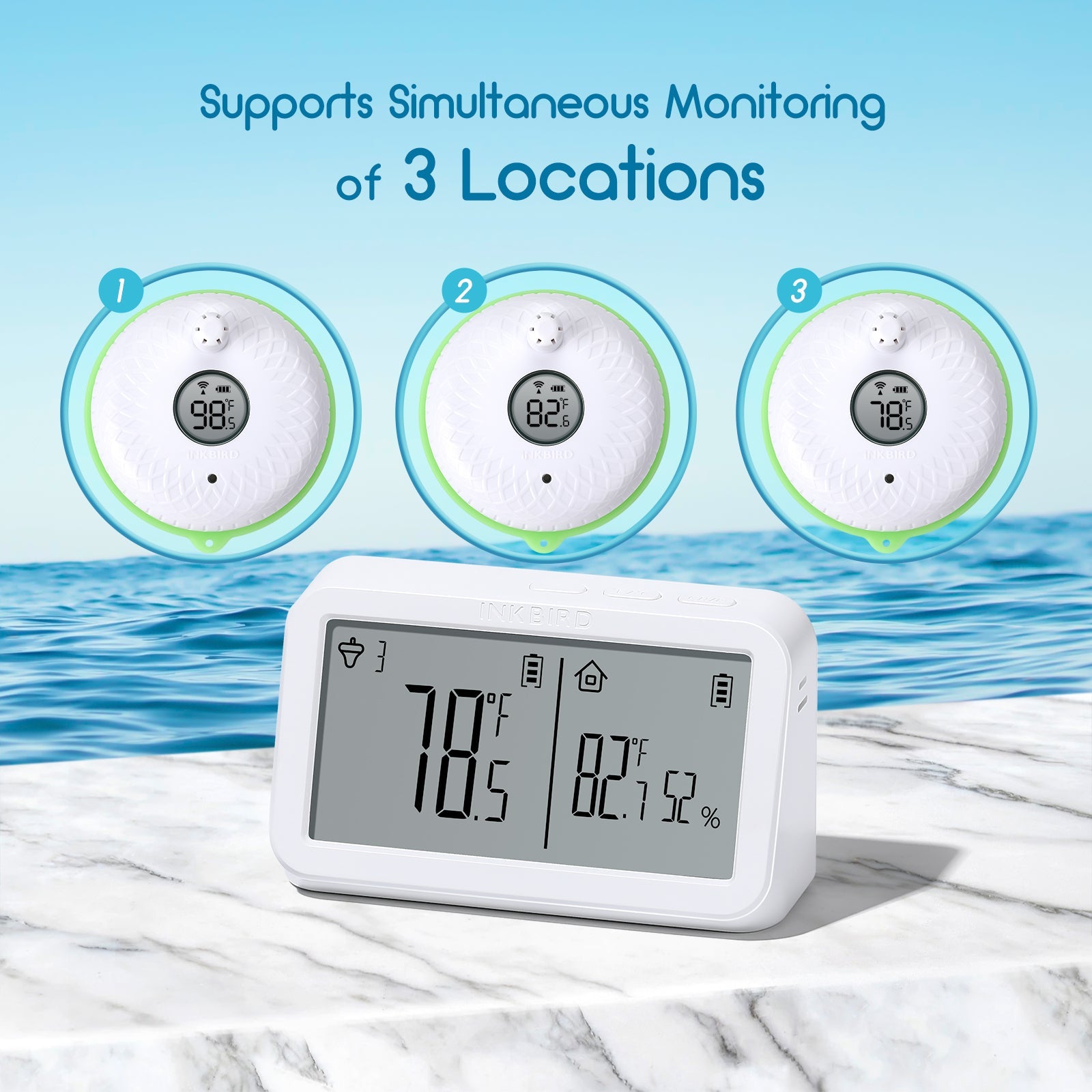 Wireless Pool Thermometer Set IBS P02R - Digital Floating Thermometer for Swimming Pools, Spas & Hot Tubs - Monitor Water Temperature Remotely for Perfect Swimming Comfort