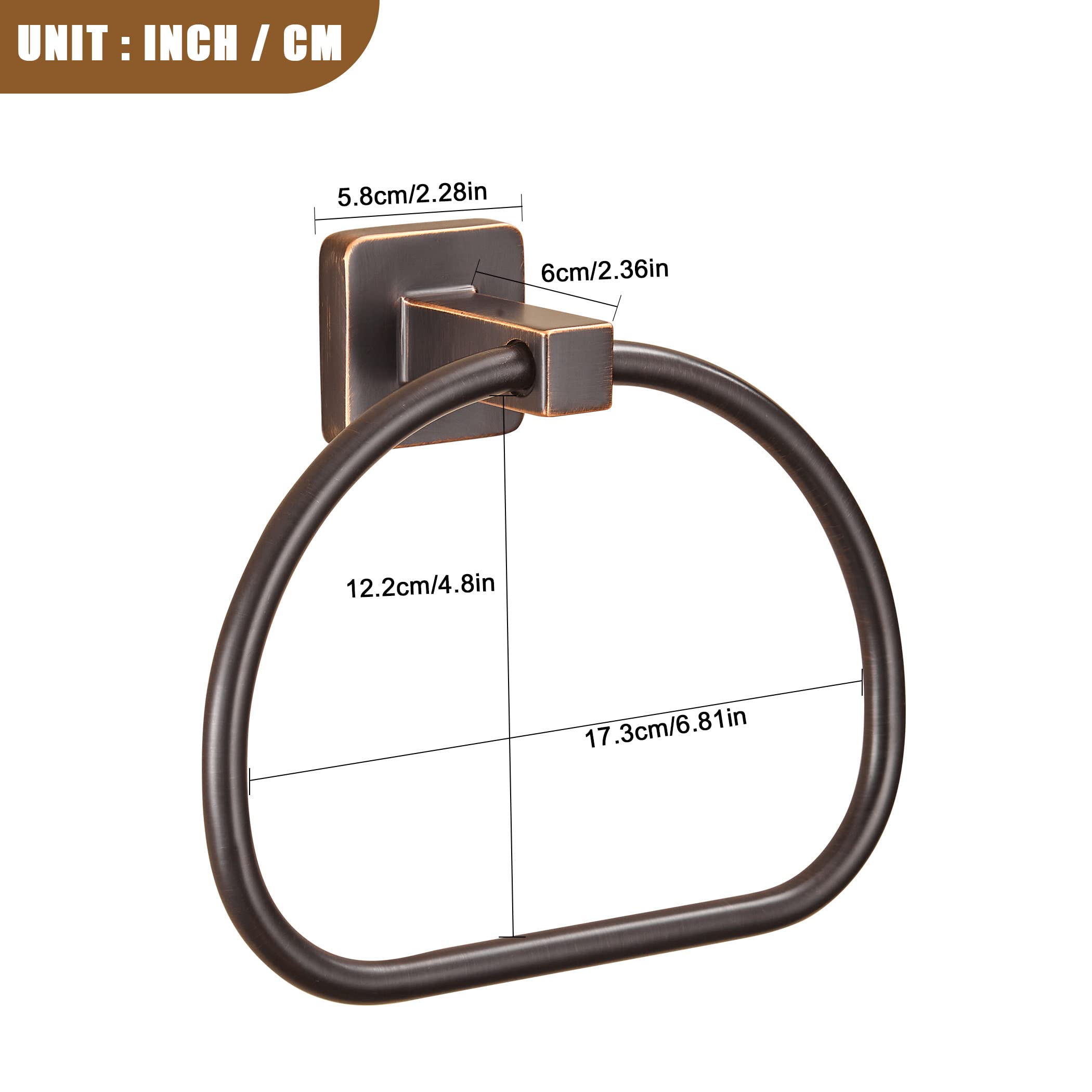 WOLIBEER Bronze Towel Ring - Oil Rubbed Rustic Wall Mounted Bathroom Hand Towel Holder - ORB Farmhouse Style Bath Accessories for Kitchen, Guest Bath & Spa Decor