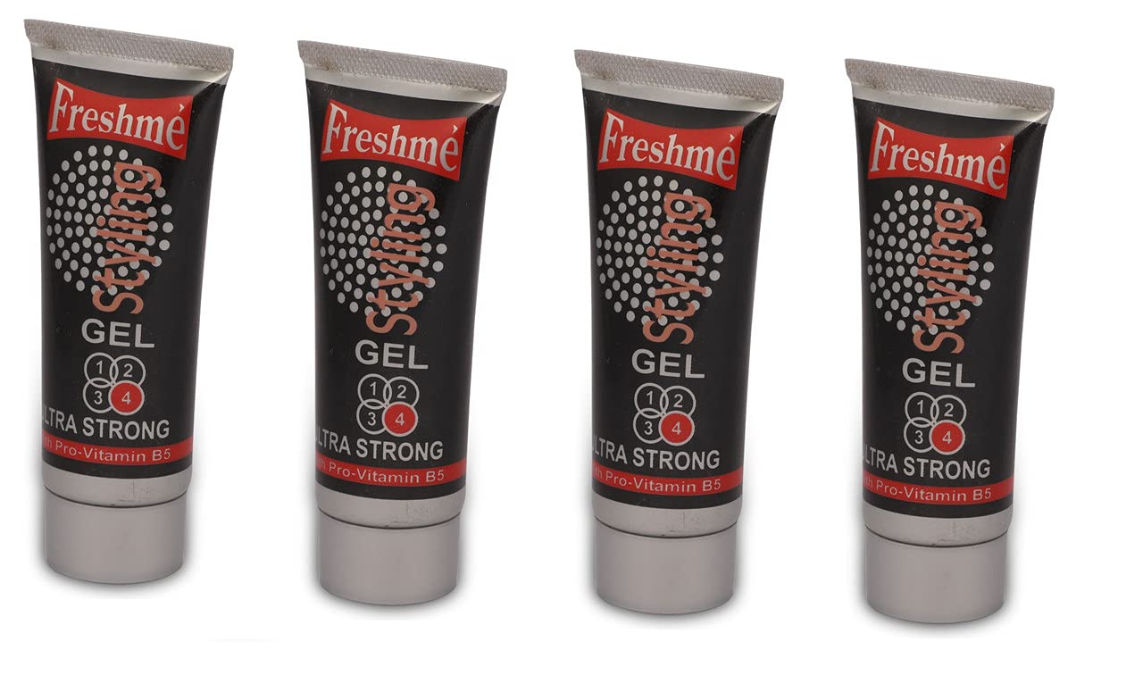 FRESHME Strong Hold Styling Gel for Men & Women - Pack of 4 | Hair Gel for Curly, Wavy & Straight Hair | All-Day Hold with Natural Shine | Perfect for Daily Styling, Special Occasions & Professional Looks