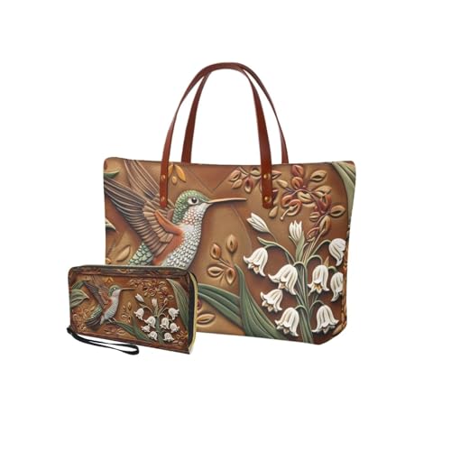 Vintage Hummingbird Flower-brown