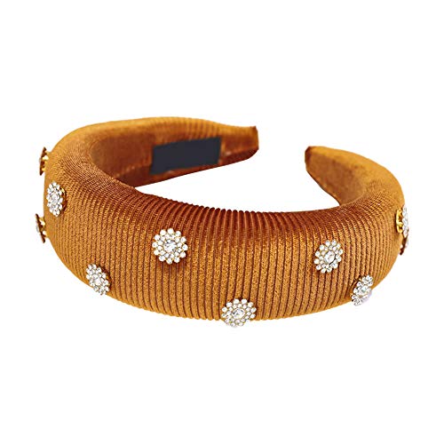 JIDOANCK Women's Rhinestone Hair Hoop Headband - Thickened Sponge Flower Pleuche Hair Accessories for Women & Girls - Perfect for Weddings, Parties, and Daily Fashion Styling