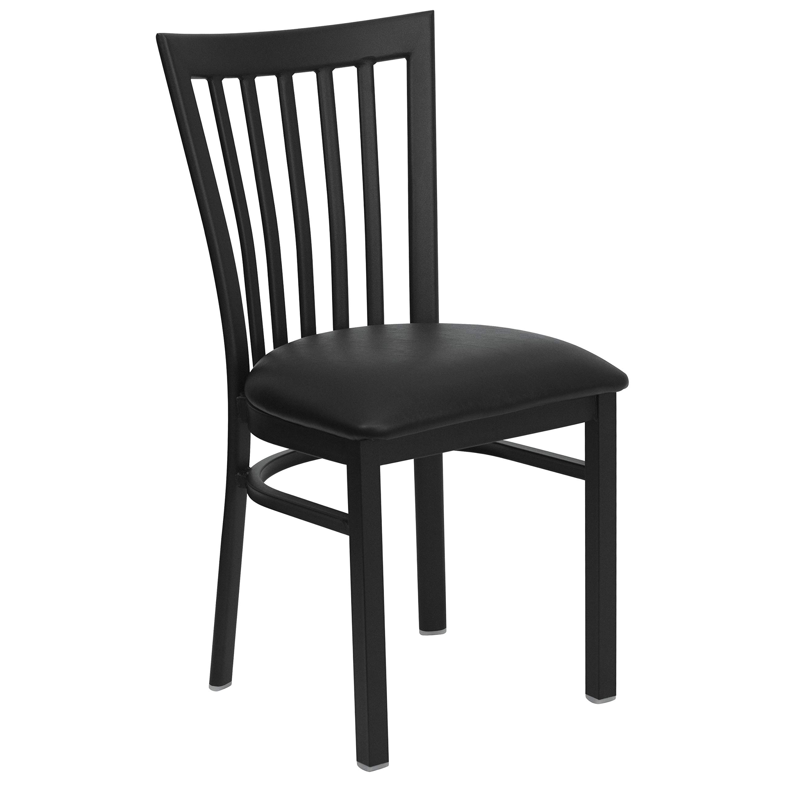 Black Metal Restaurant Chair with Vinyl Seat - Durable School House Style for Cafes, Diners & Home Dining - Perfect for Restaurants, Kitchens & Office Break Rooms