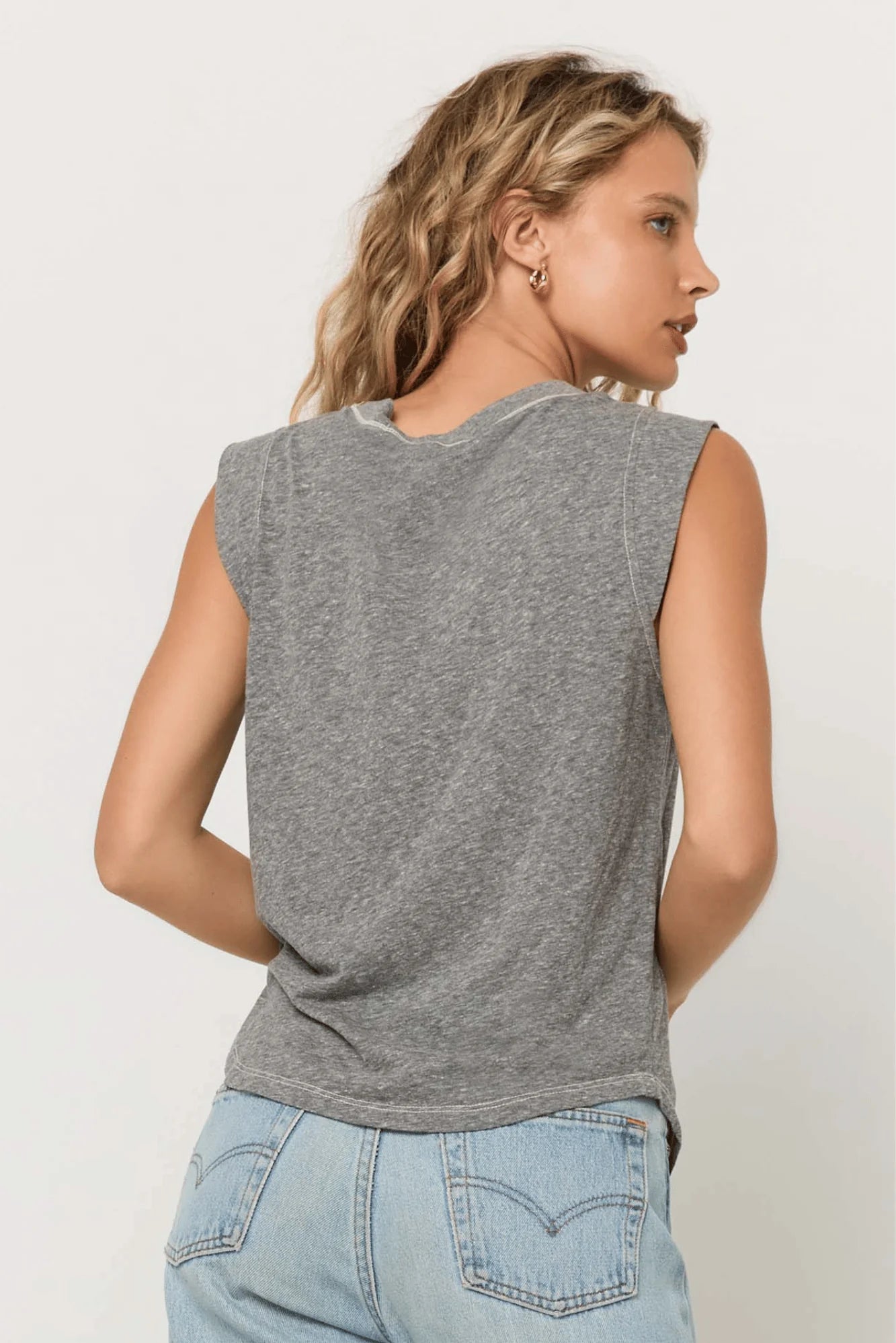 Rue V Neck Tank Top for Women - Soft Heather Grey Cotton Blend Casual & Workout Shirt - Perfect for Yoga, Gym, and Everyday Wear | Project Social T